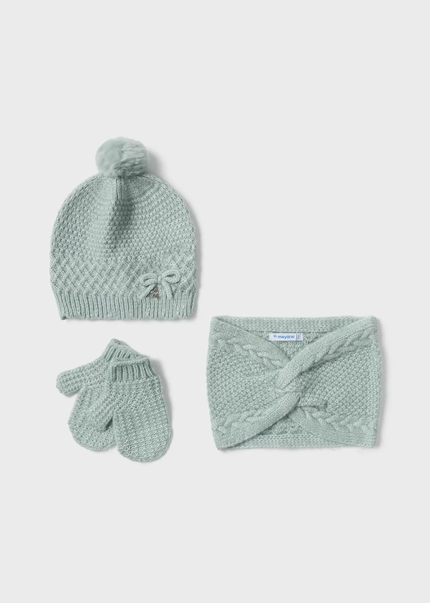 Mayoral Baby 3 Piece Hat and Scarf Set Jade Cheap