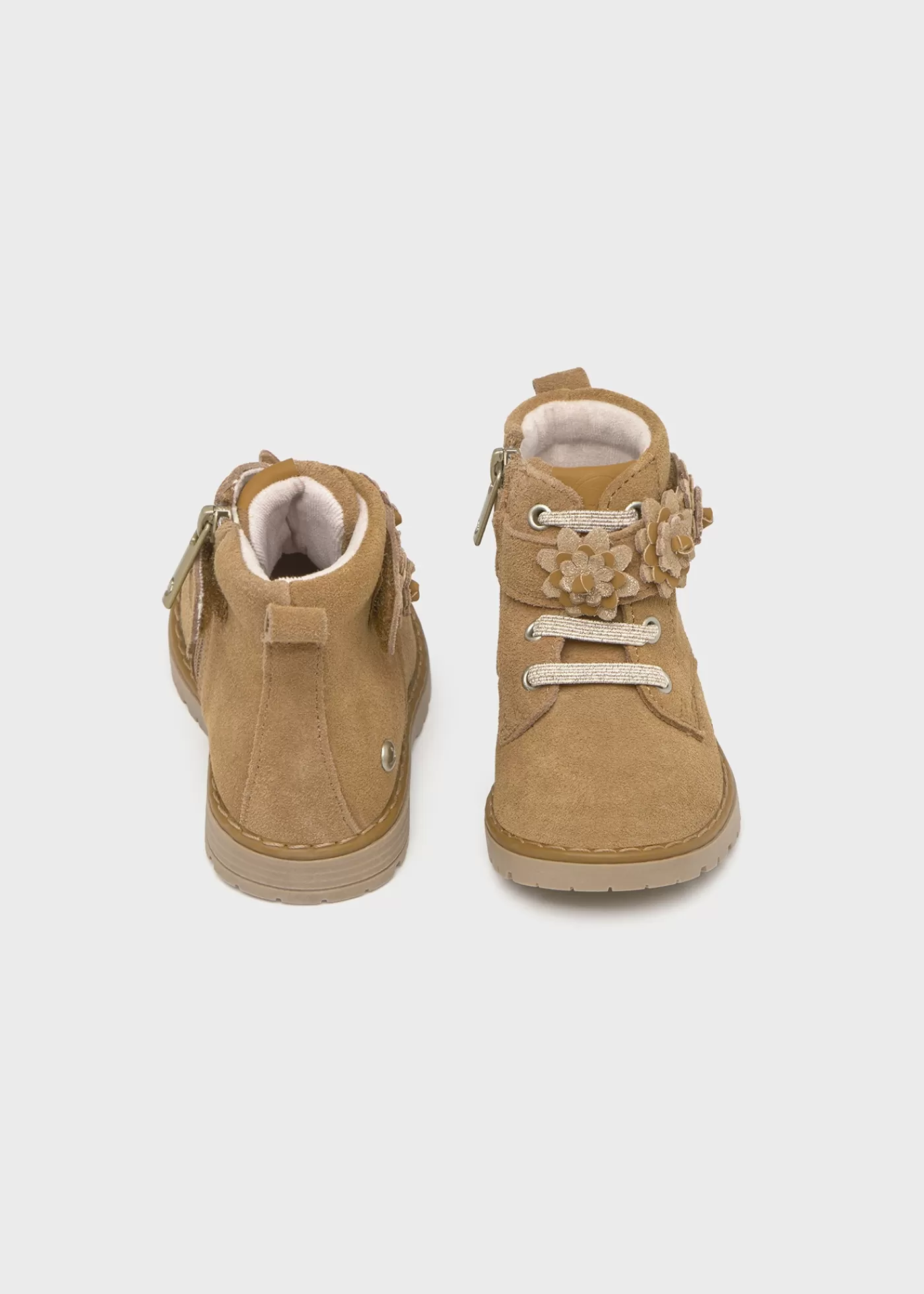 Mayoral Baby Ankle Boots Flowers Detail Camel Outlet