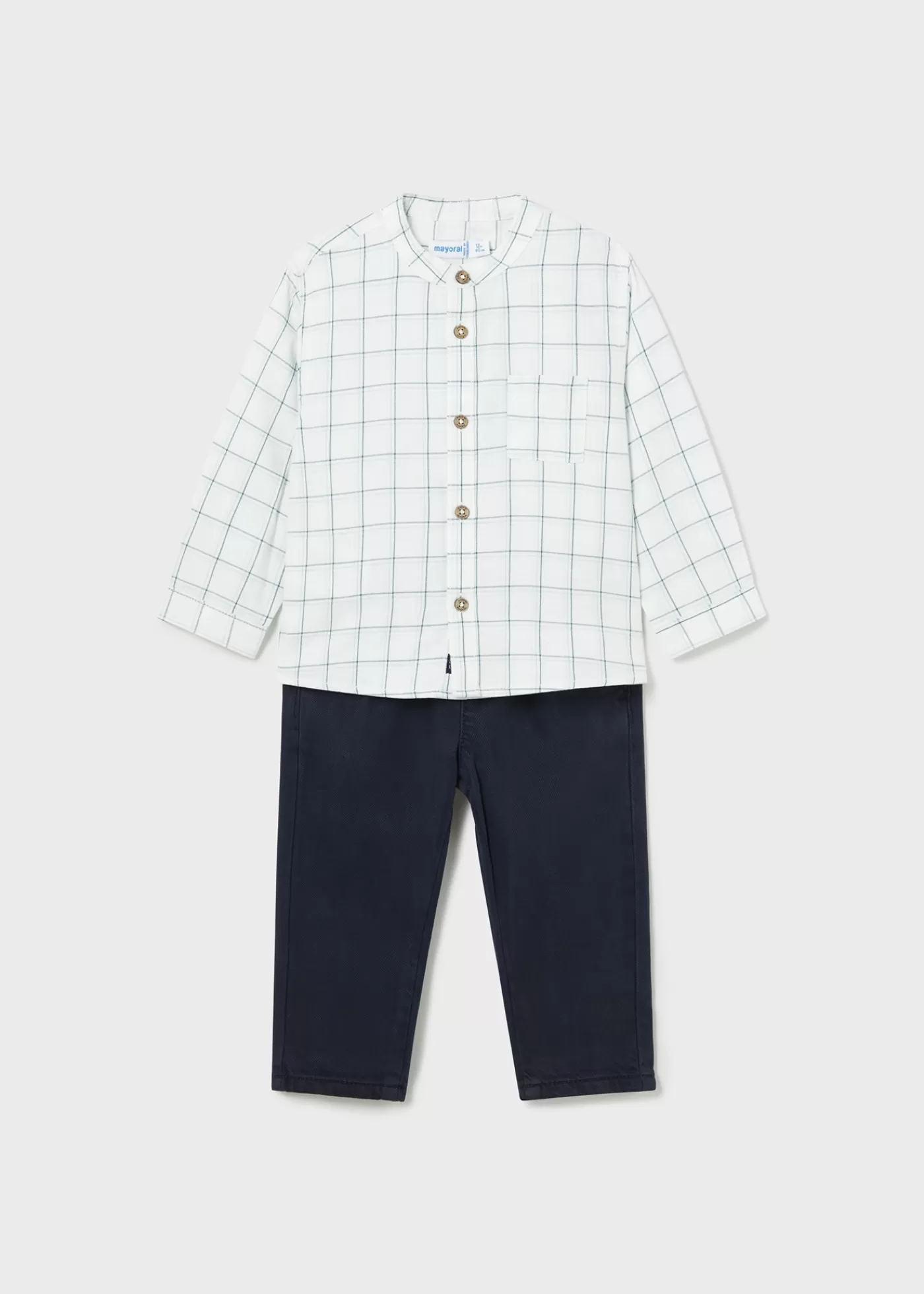 Mayoral Baby Check Shirt and Pants Set Navyblue Shop