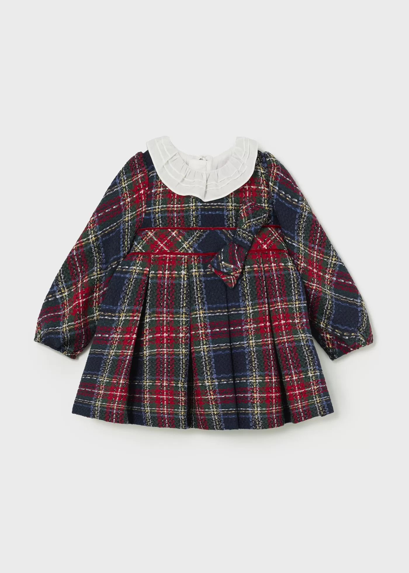 Mayoral Baby Checked Ruffle Neck Dress Navy-Cherry New