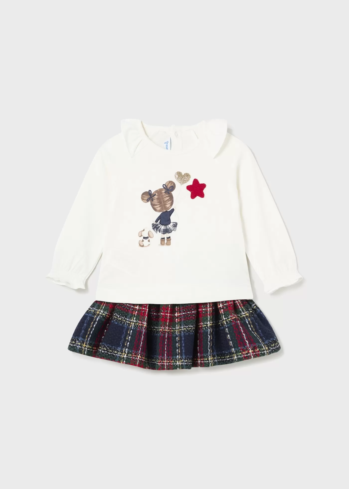 Mayoral Baby Checked Skirt and T-Shirt Set Navy-Cherry Flash Sale