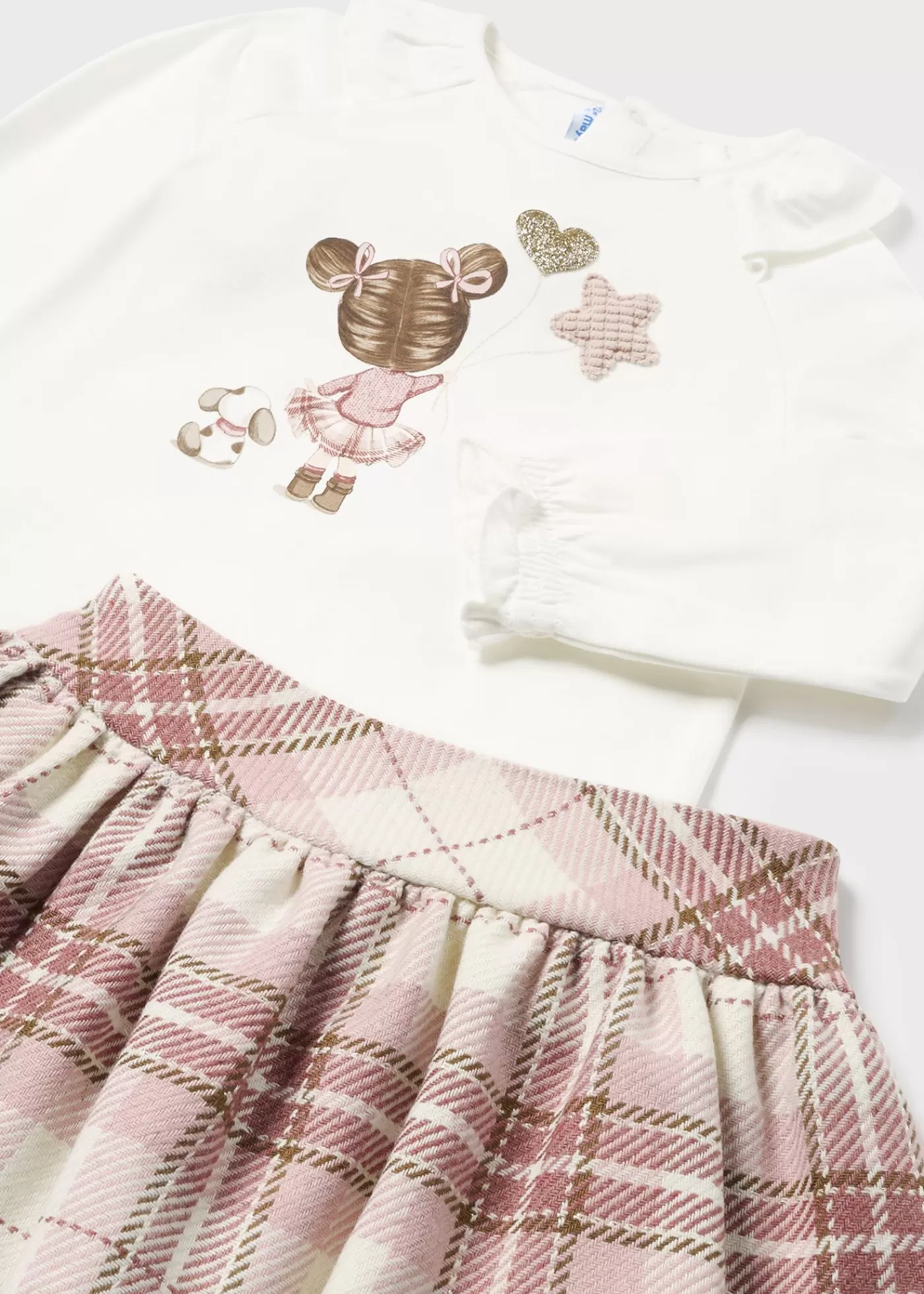 Mayoral Baby Checked Skirt and T-Shirt Set Blush Best