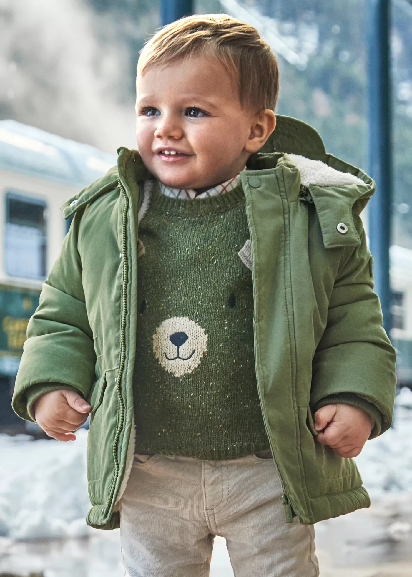 Mayoral Baby Coat with Mittens Forest Online