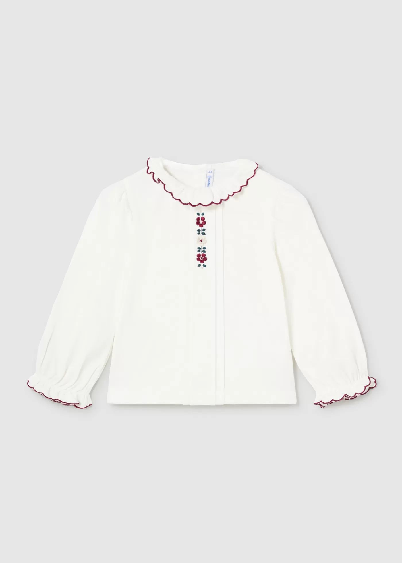 Mayoral Baby Embroidered Floral Blouse Offwhite-cherry Clearance