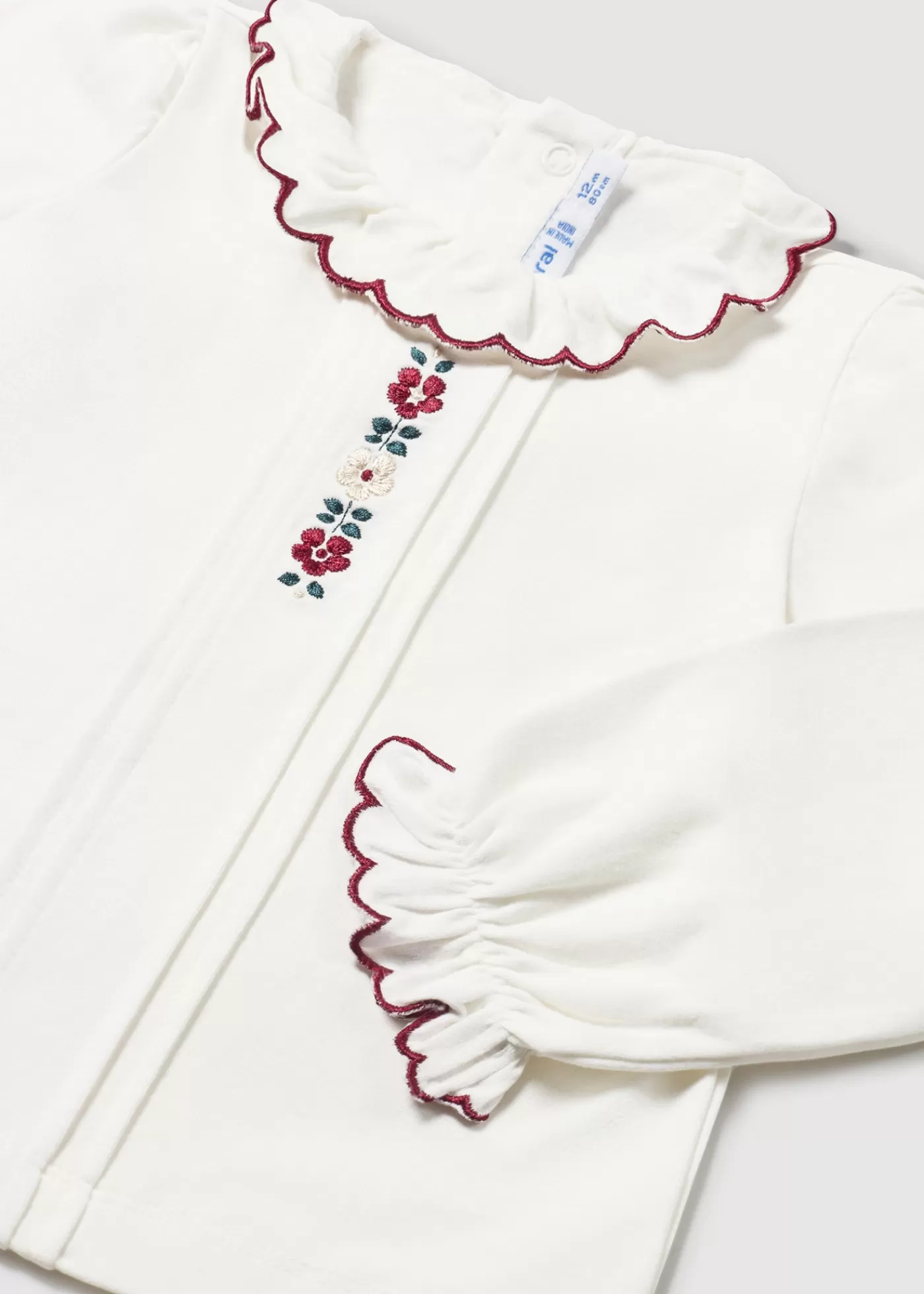 Mayoral Baby Embroidered Floral Blouse Offwhite-cherry Clearance