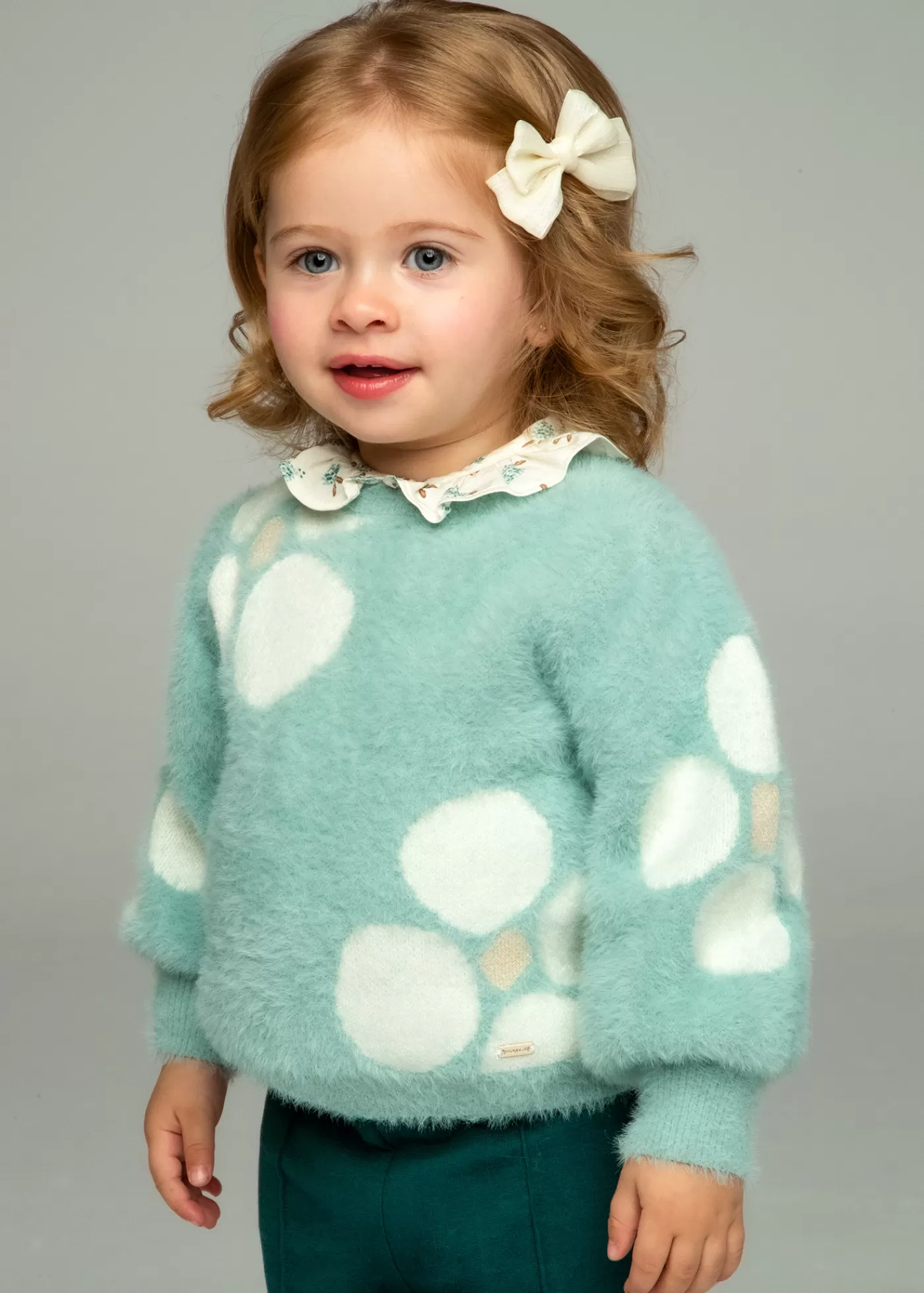 Mayoral Baby Flower Jacquard Sweater Jade Sale