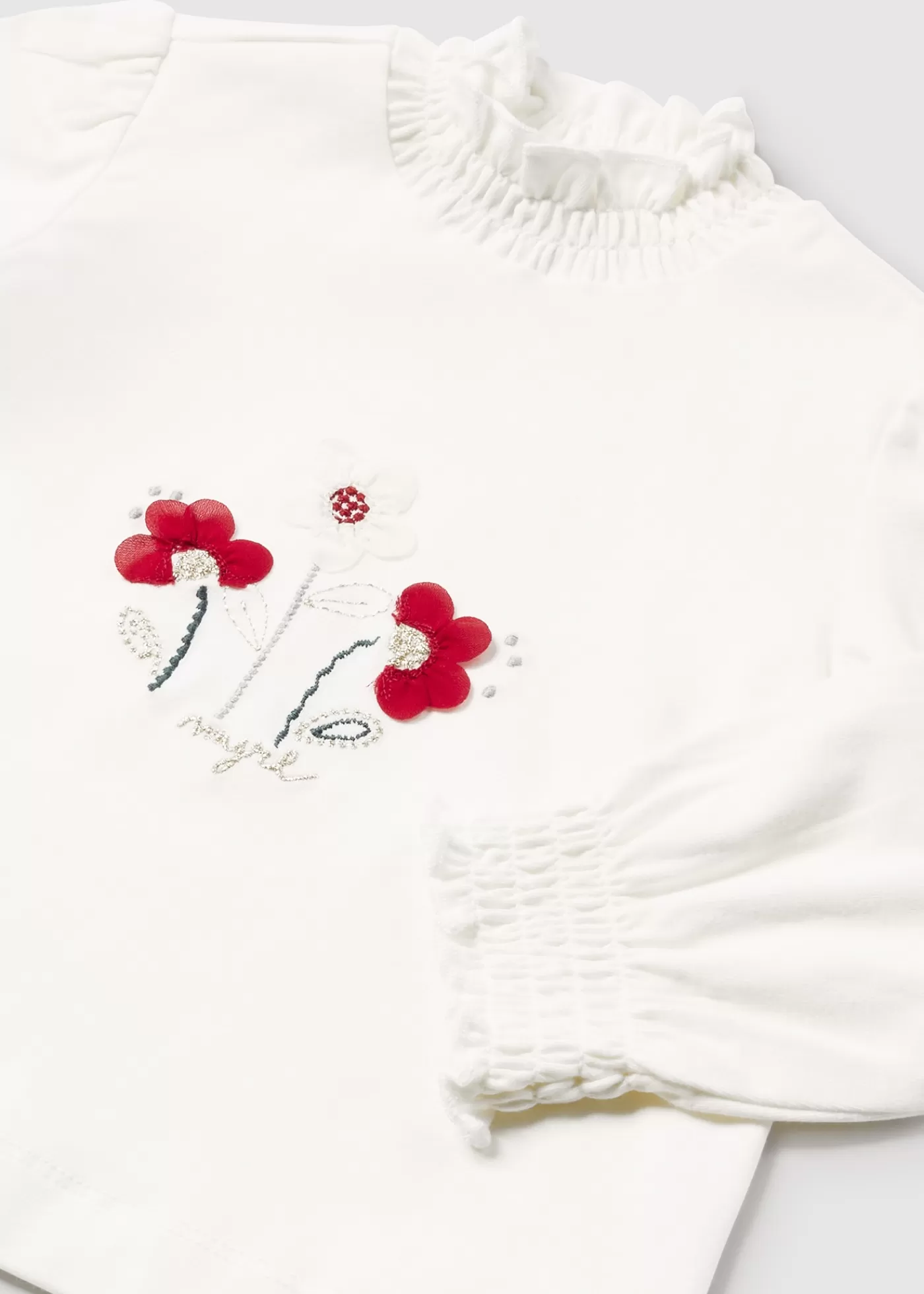 Mayoral Baby Flower Turtleneck Offwhite-cherry Fashion