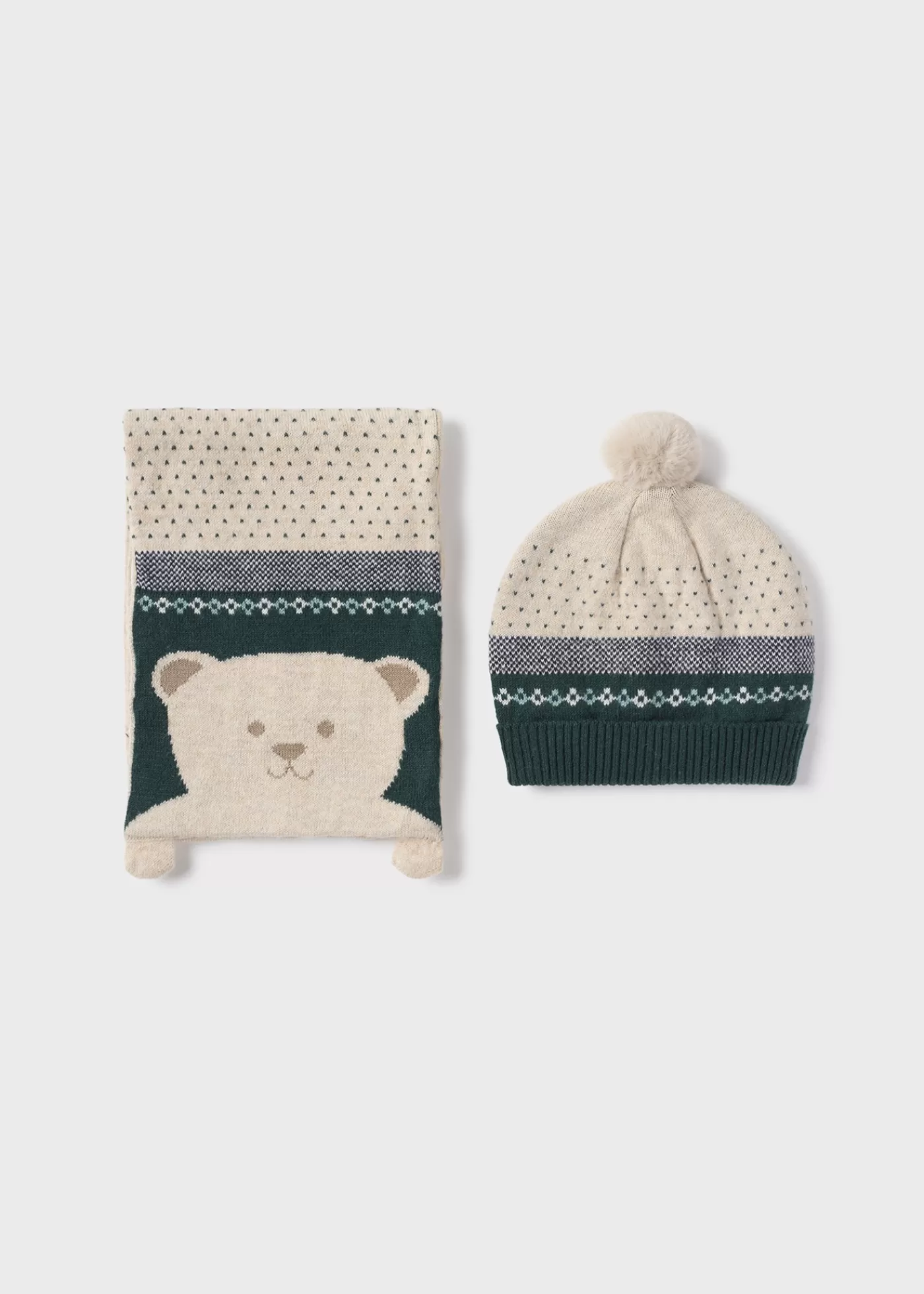 Mayoral Baby Hat and Teddy Scarf Set Beige Sale