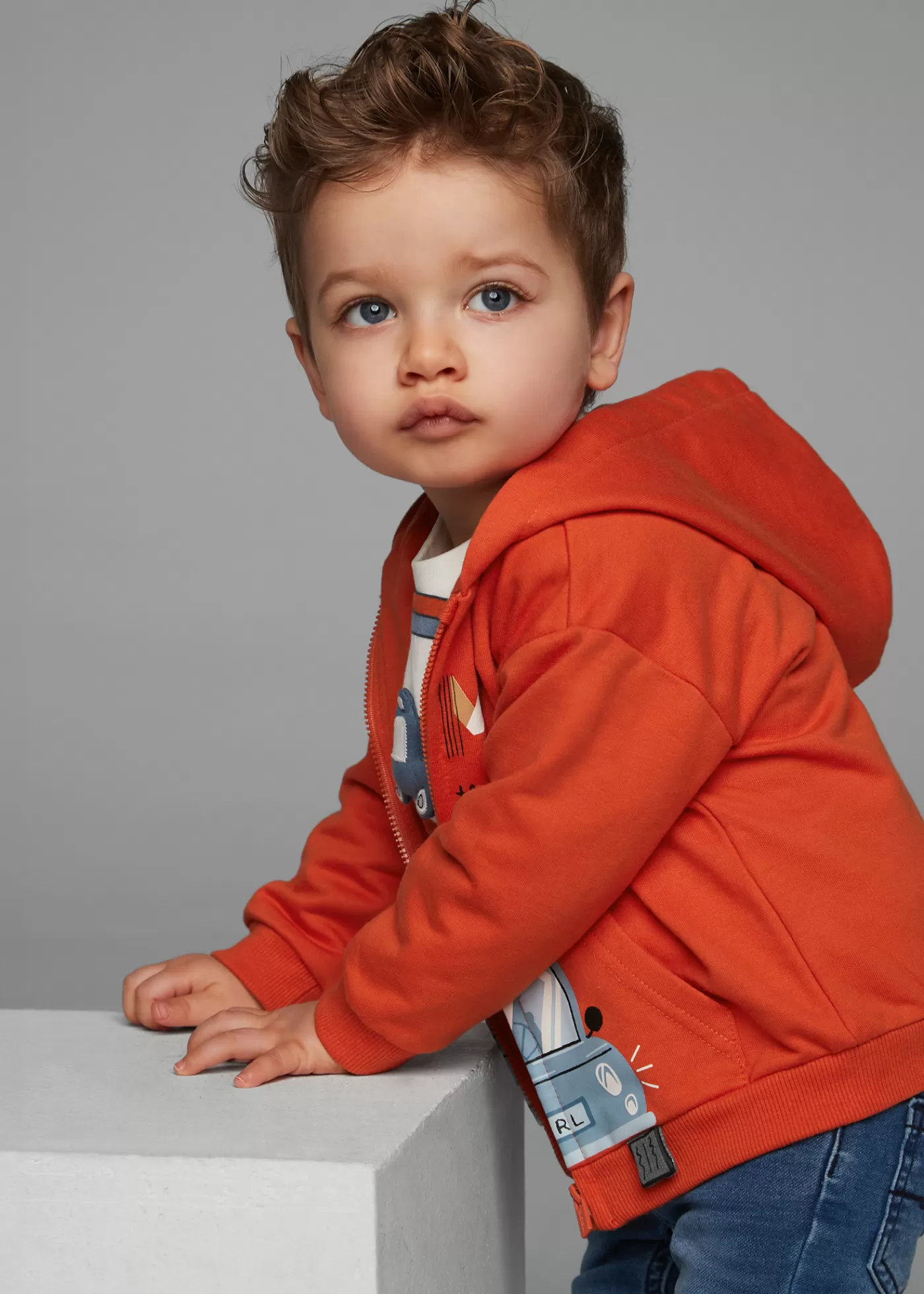 Mayoral Baby Interactive Zip Hoodie Orange Sale