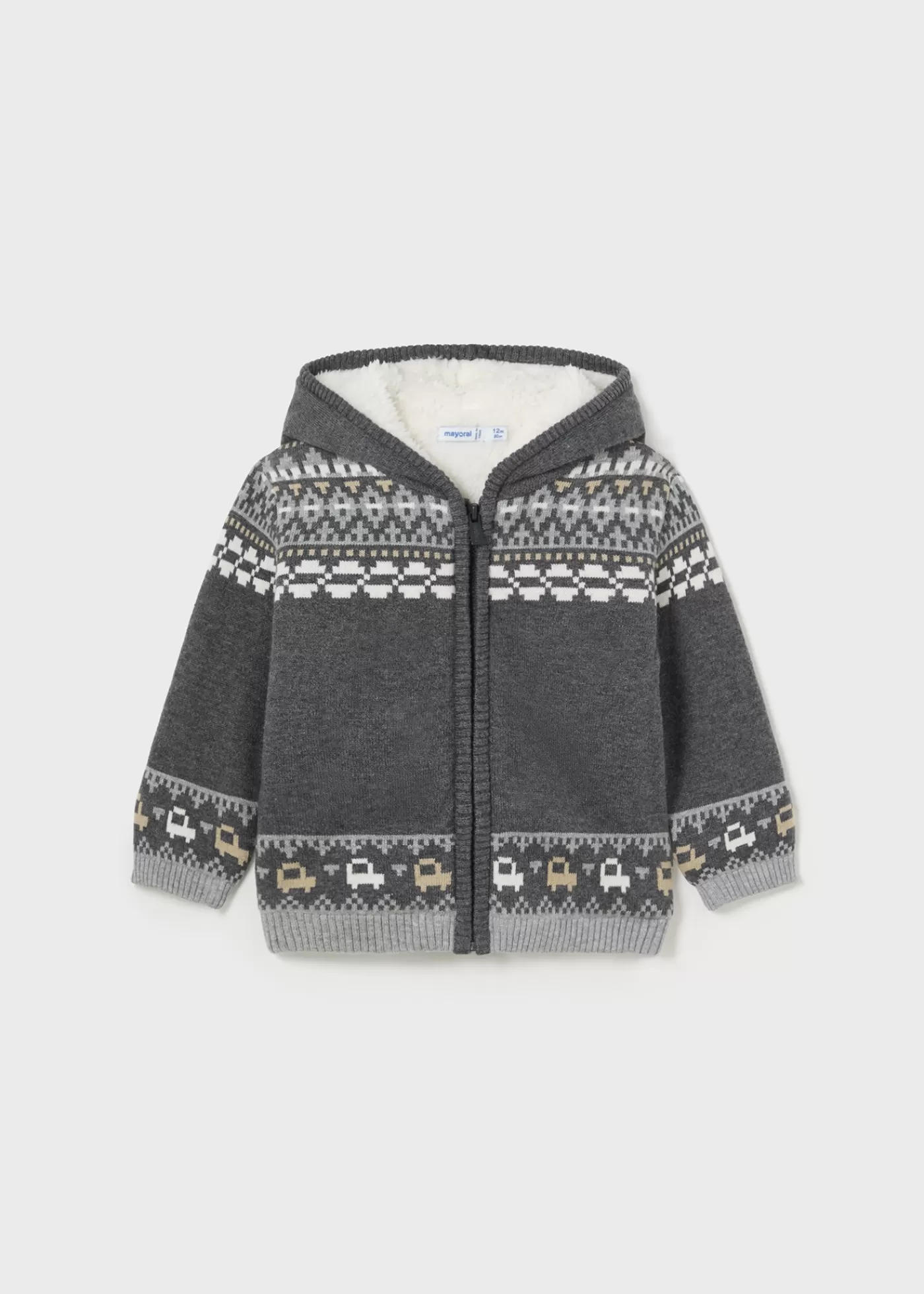 Mayoral Baby Lined Knit Zip Cardigan Pencilgreyheather Flash Sale