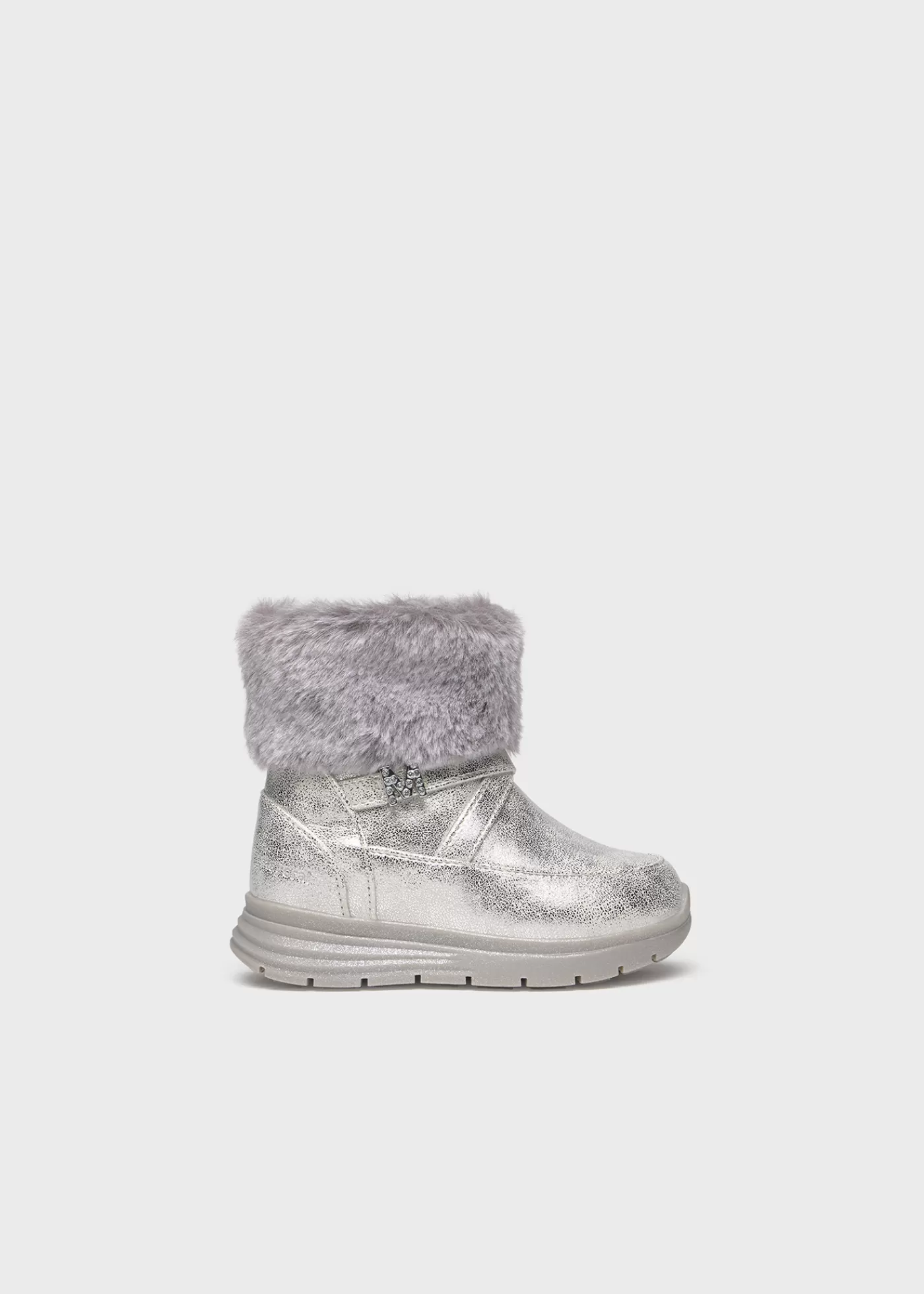 Mayoral Baby Metallic Fur Ankle Boots Silver Fashion