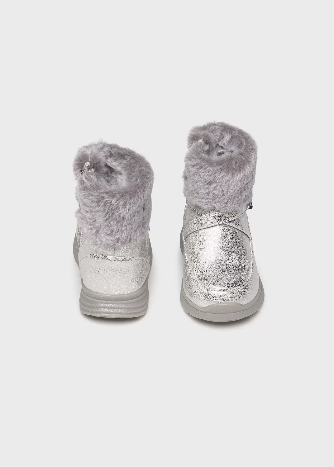 Mayoral Baby Metallic Fur Ankle Boots Silver Fashion