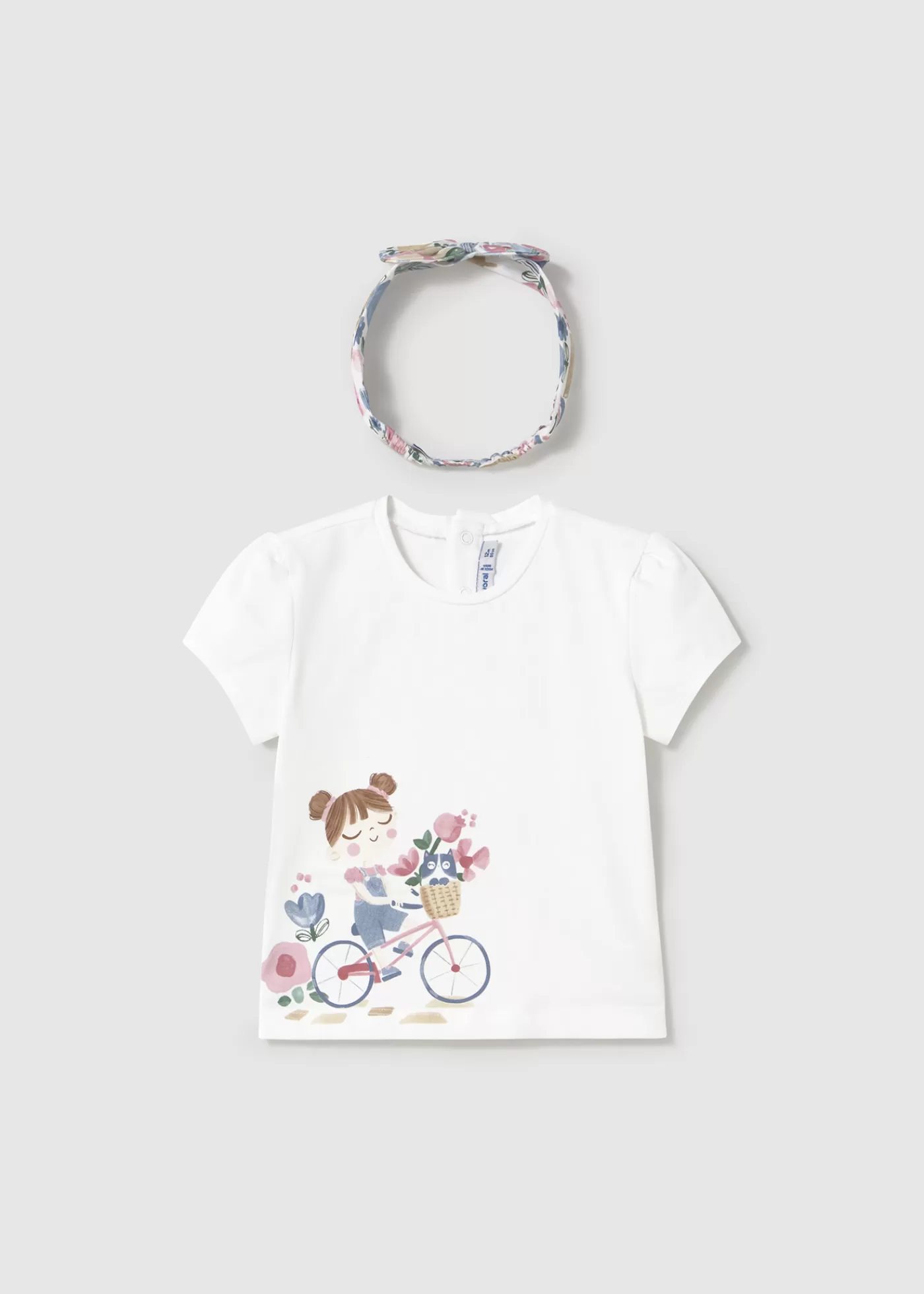 Mayoral Baby Printed T-Shirt with Headband White New