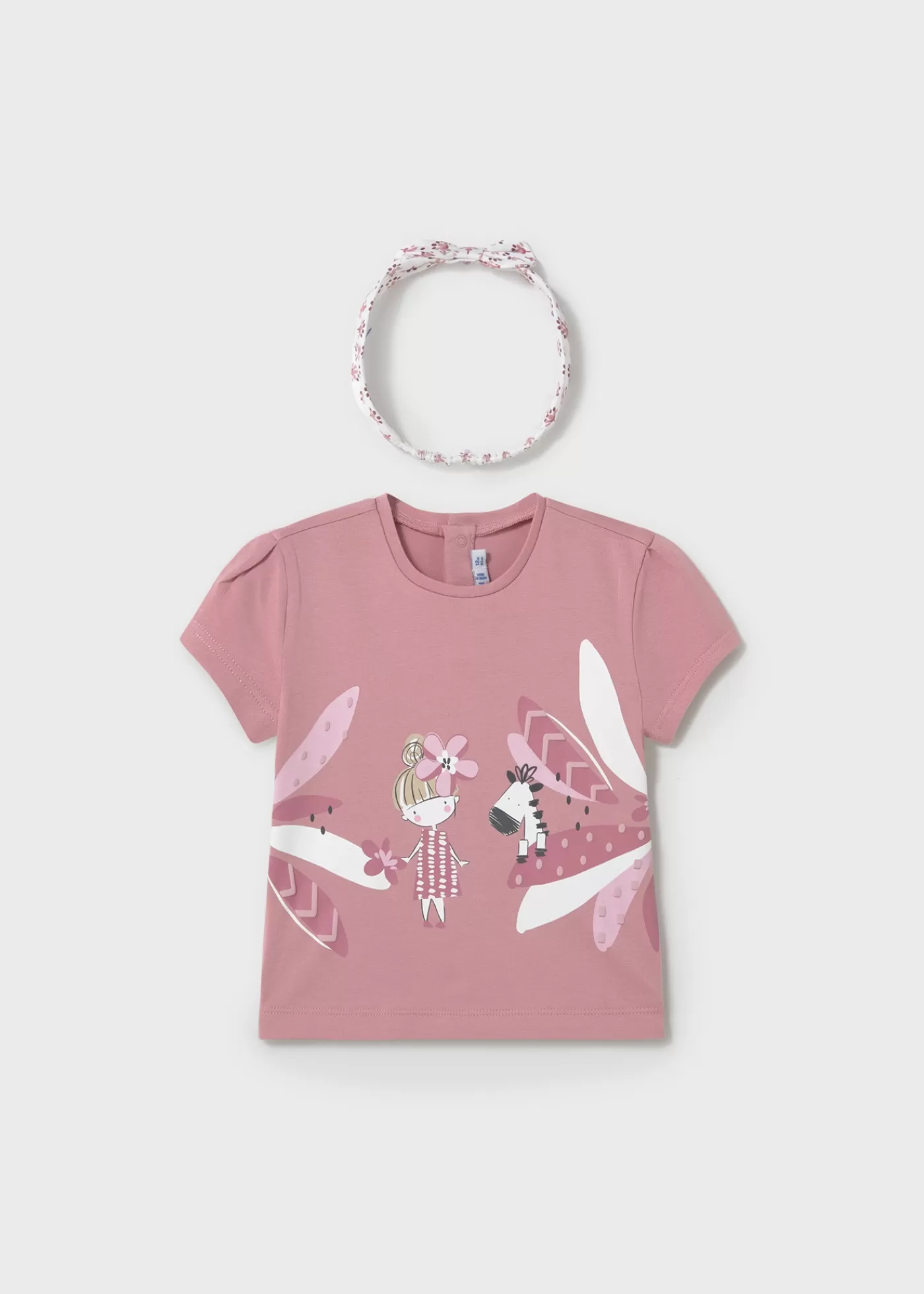 Mayoral Baby Printed T-Shirt with Headband Rosy Sale