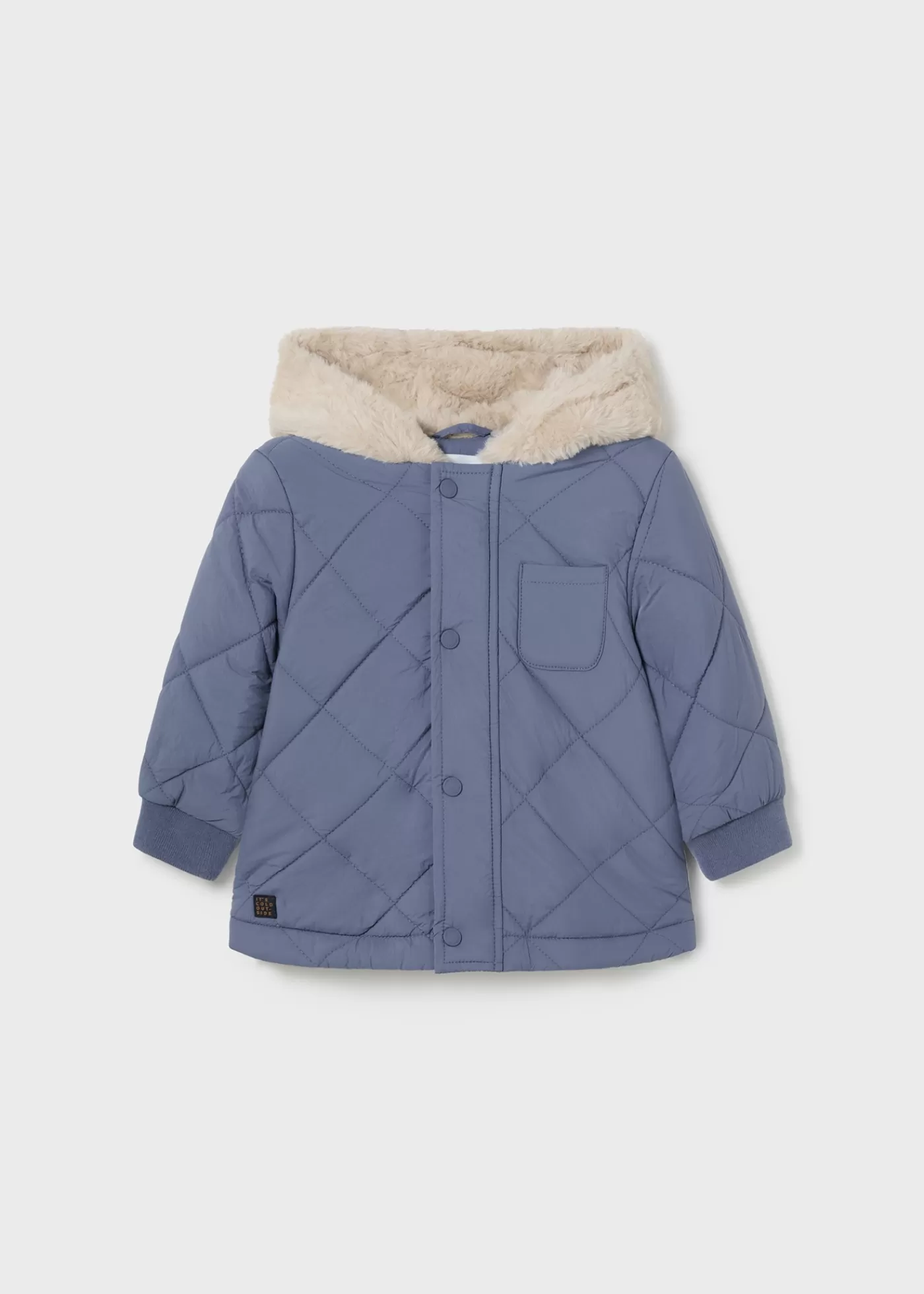 Mayoral Baby Quilted Jacket with Fur Hood 0 Cheap