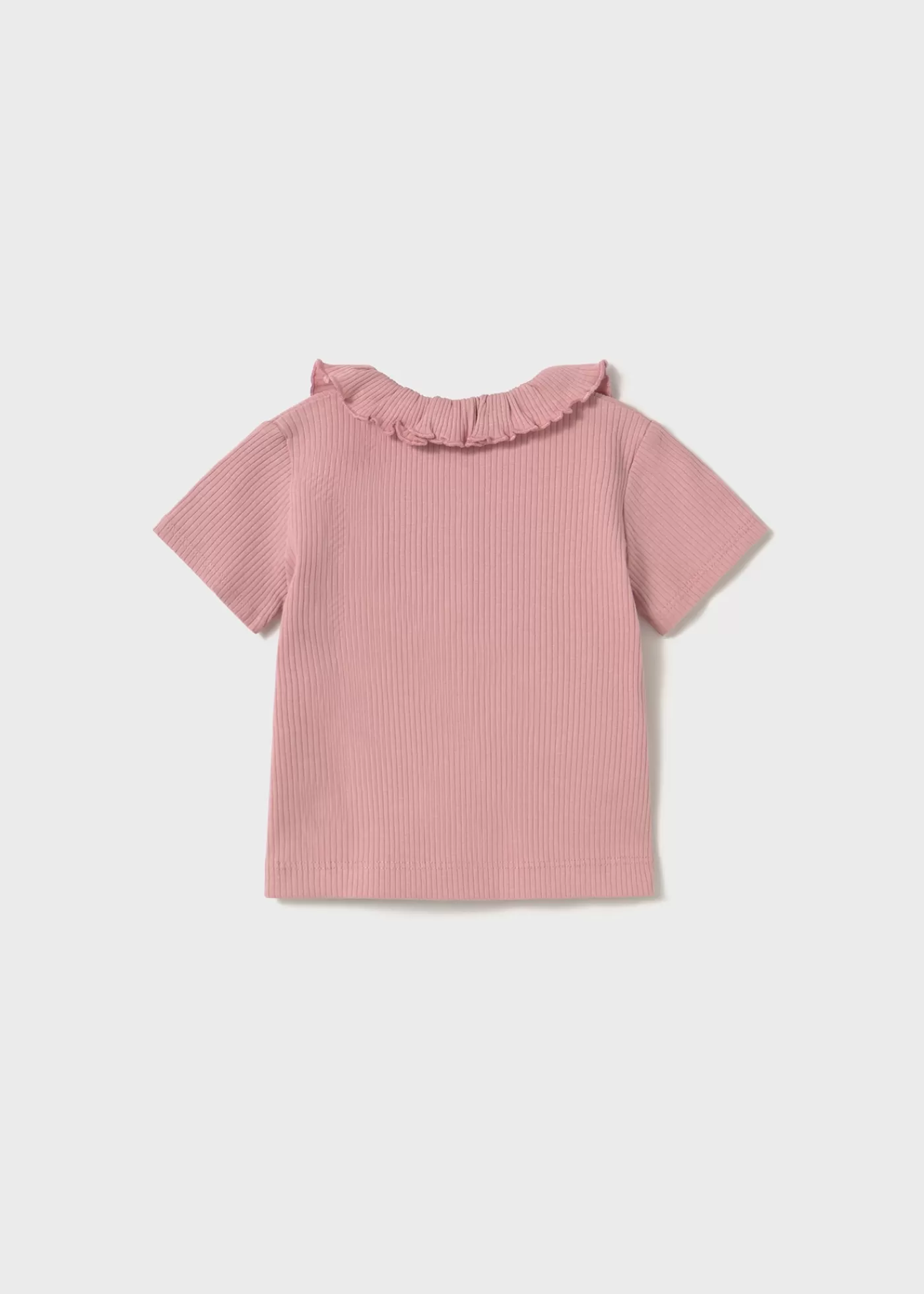 Mayoral Baby Ribbed Polo with Ruffle Collar Rosy Hot