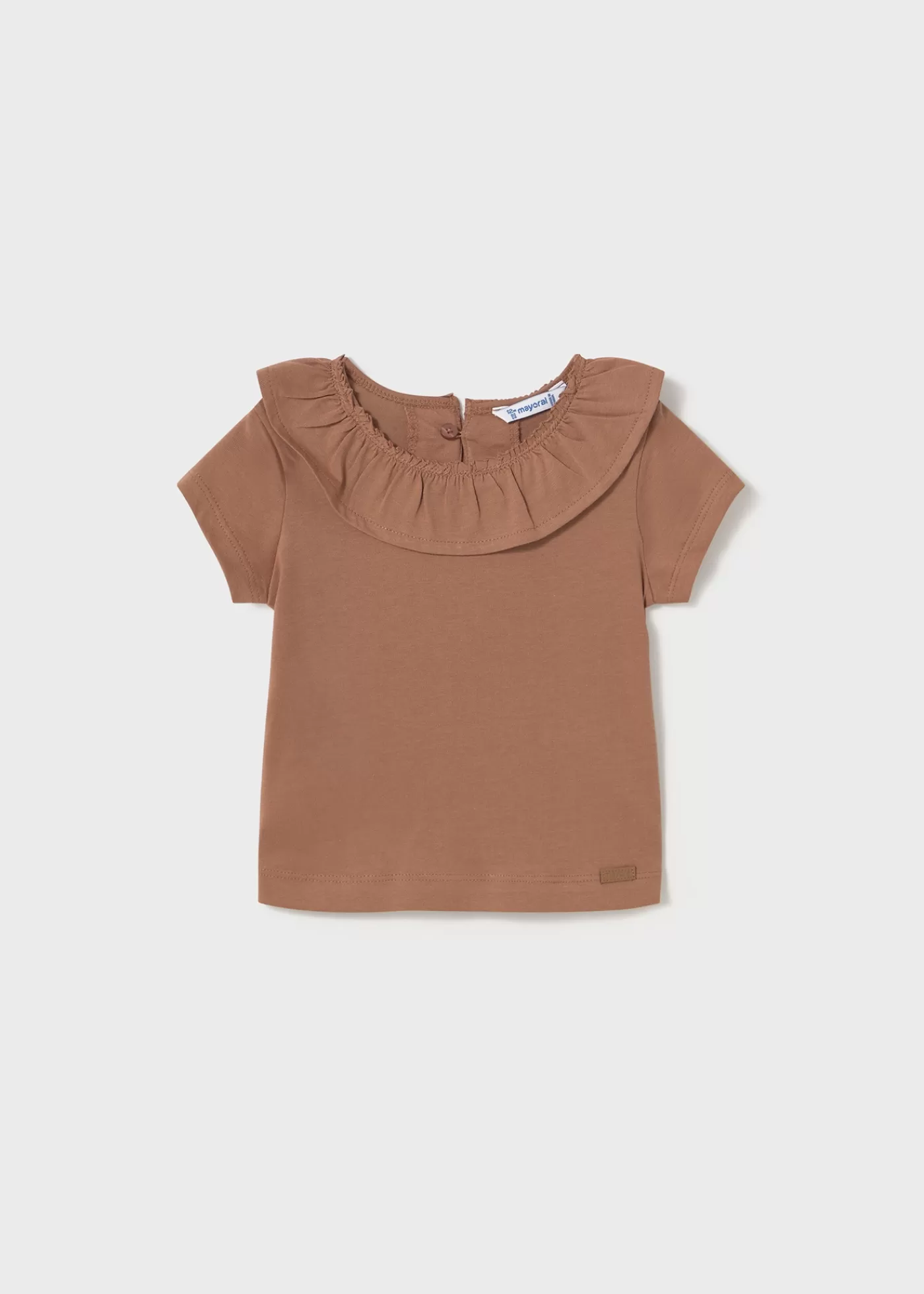 Mayoral Baby Ruffled Collar T-Shirt Toffee New