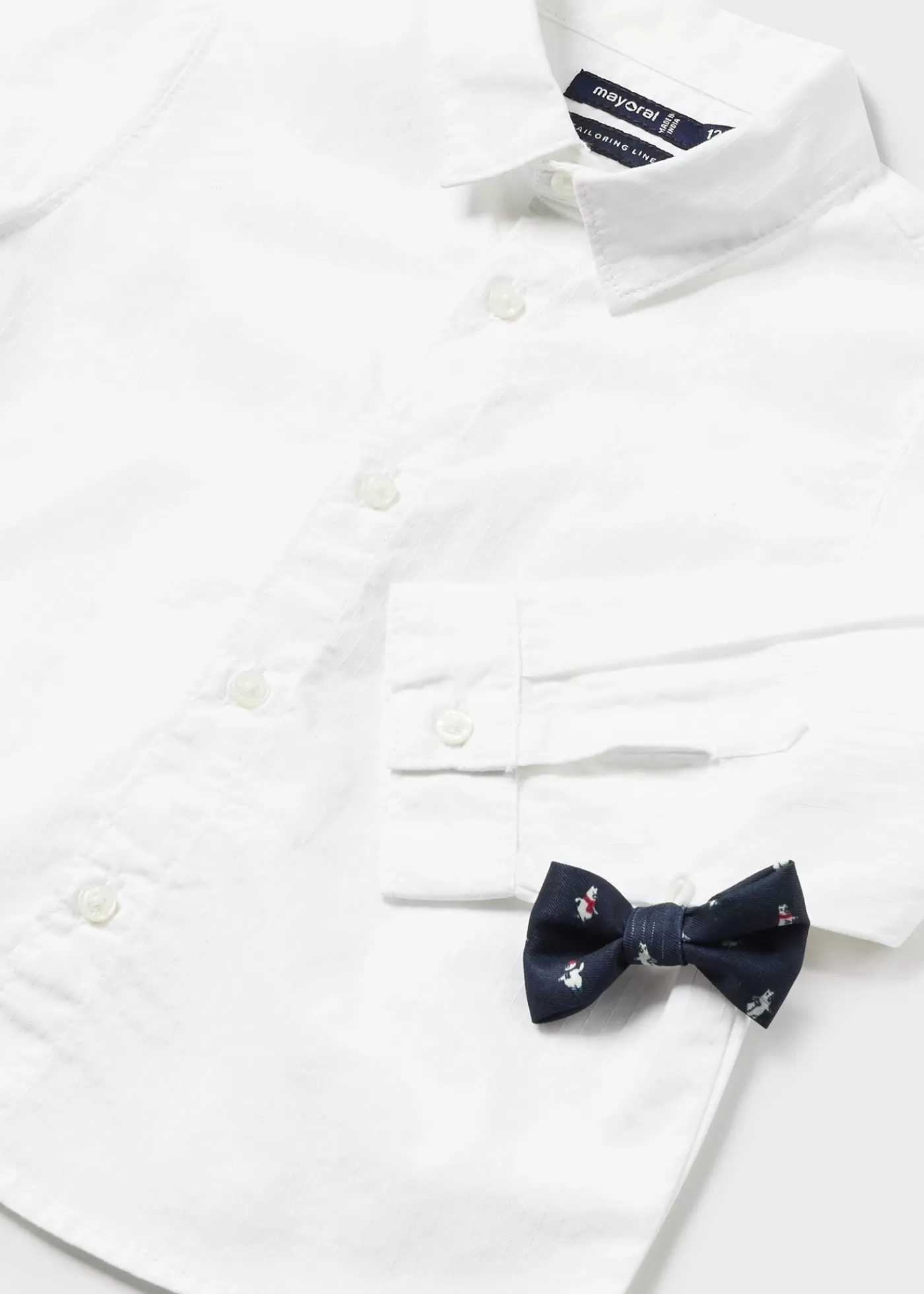 Mayoral Baby Shirt with Bow Tie White Flash Sale