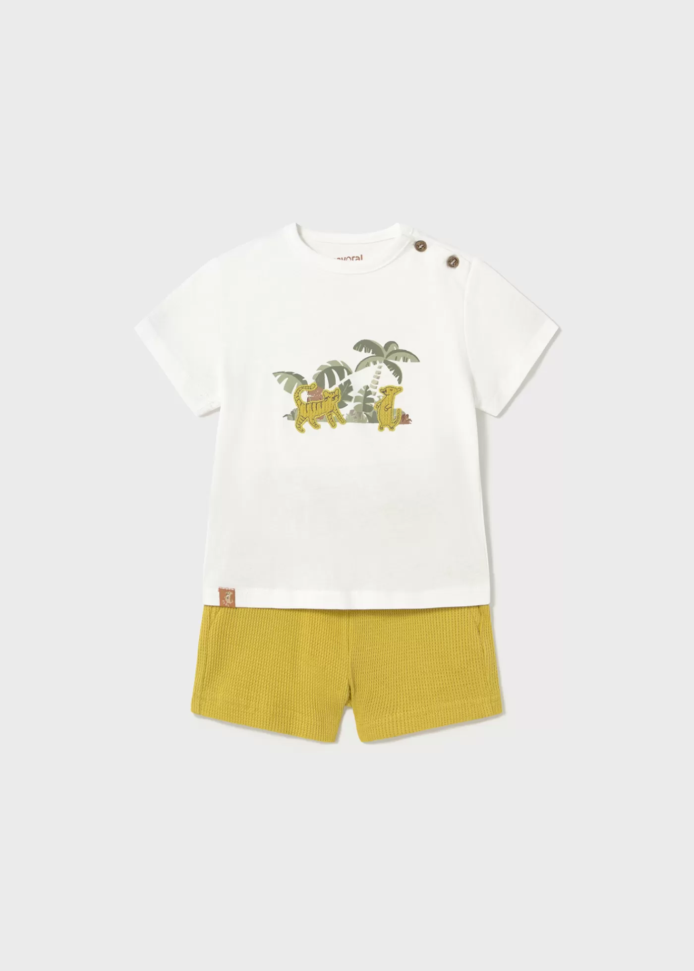 Mayoral Baby Shorts and Jungle T-Shirt Set Gold Discount