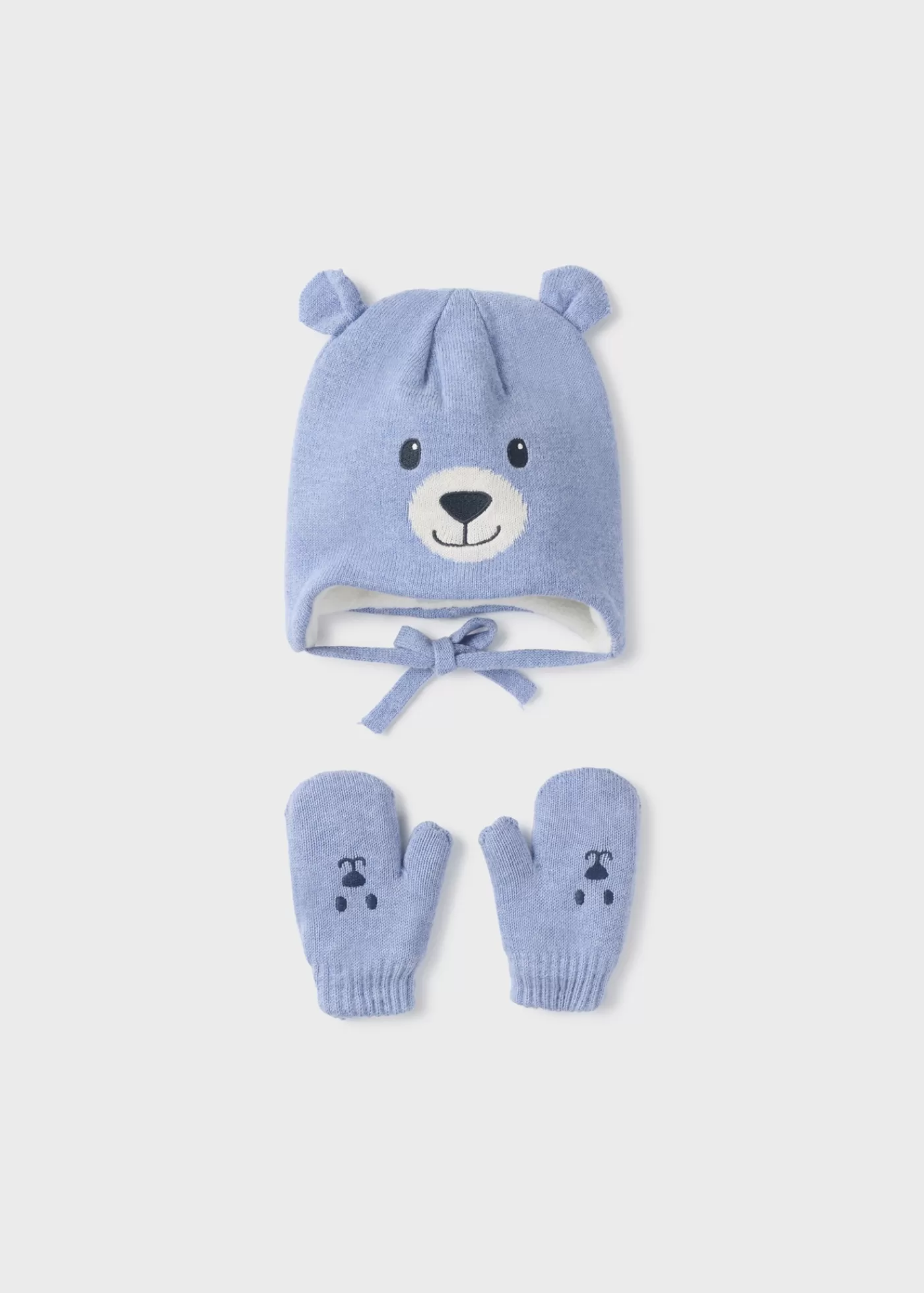 Mayoral Baby Teddy Hat and Mittens Set Skyblue Flash Sale