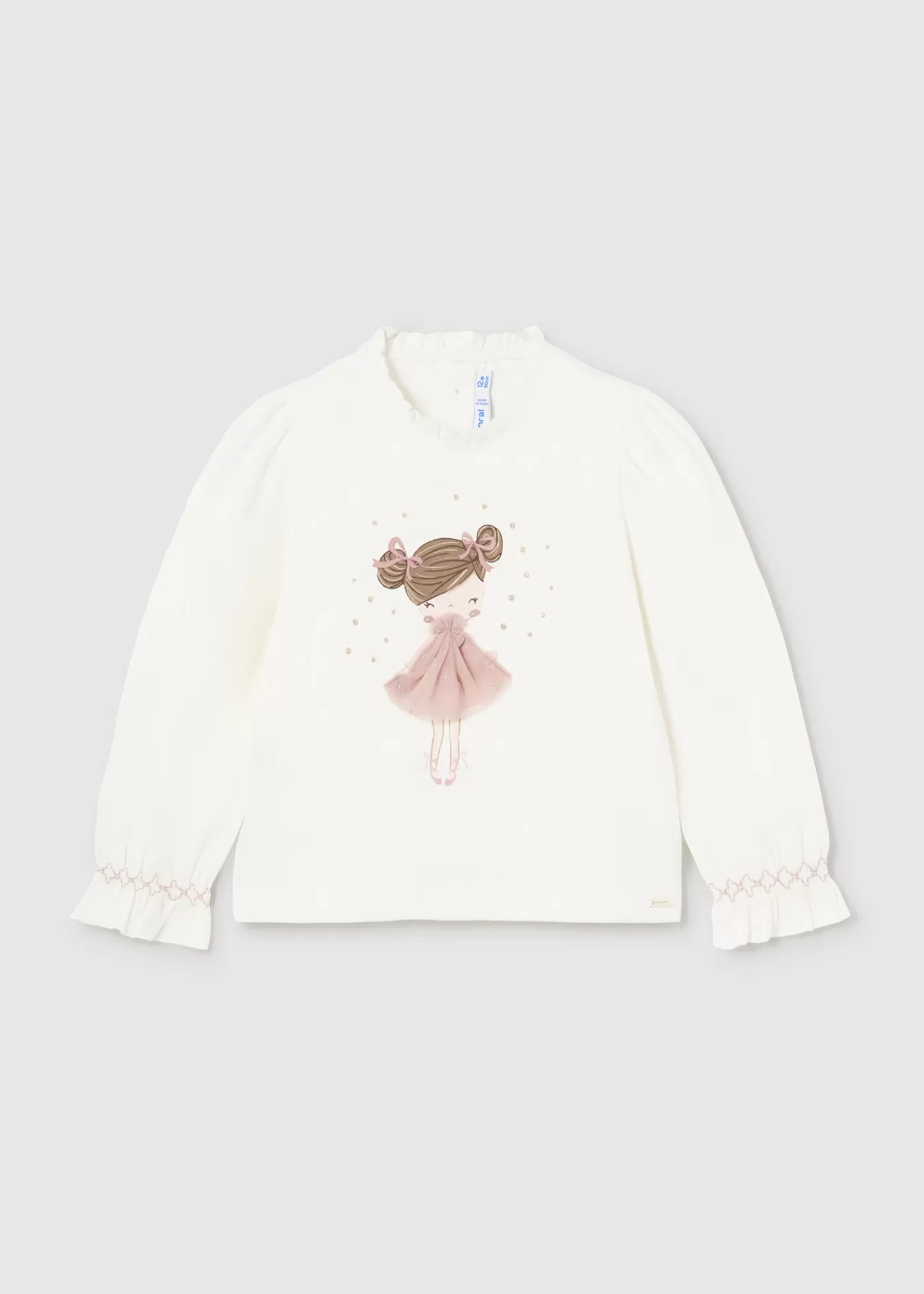 Mayoral Baby Tulle Applique T-Shirt Natural-Blush Store