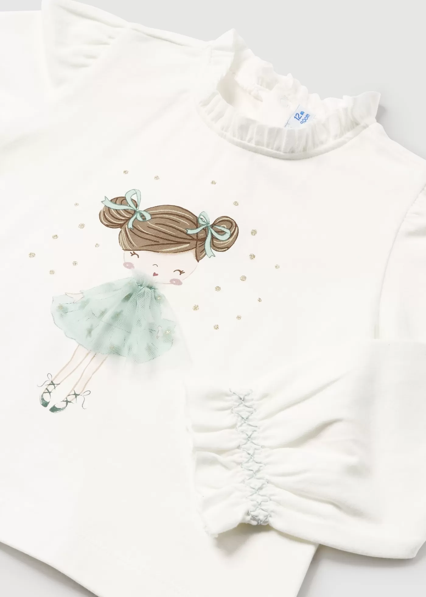 Mayoral Baby Tulle Applique T-Shirt Natural-jade Outlet