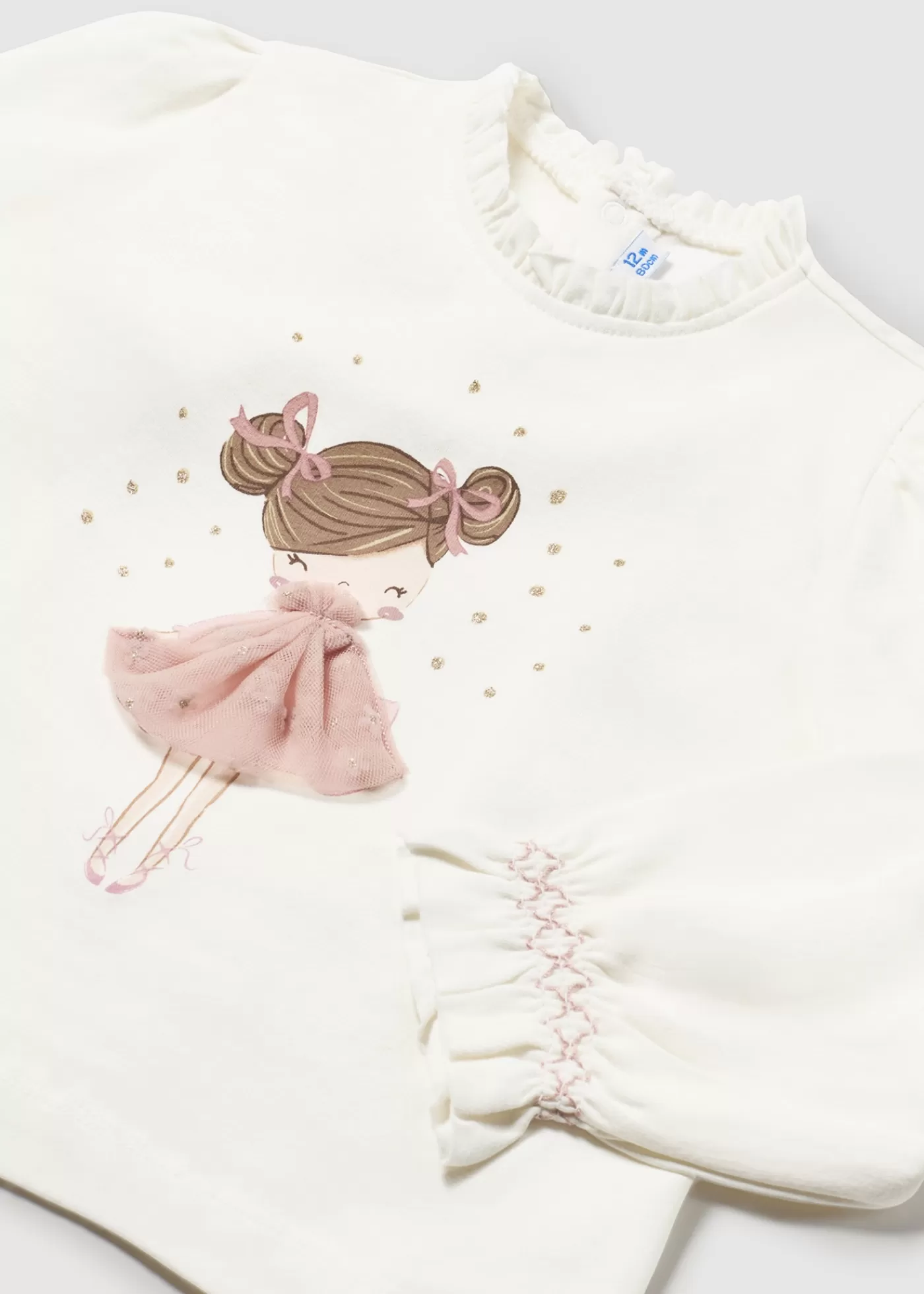 Mayoral Baby Tulle Applique T-Shirt Natural-Blush Store