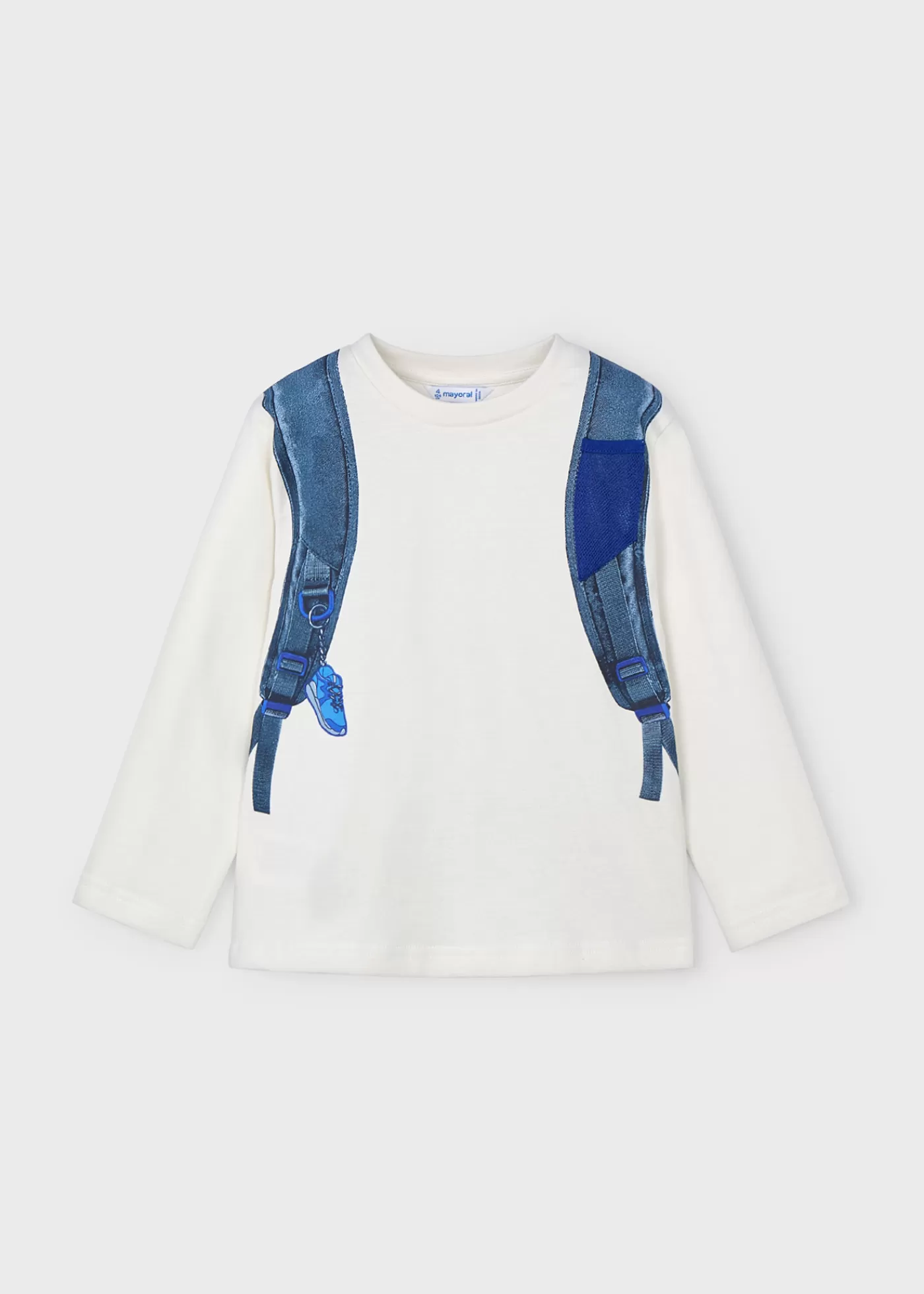 Mayoral Boy Backpack Print T-Shirt Cream-Cerulean Discount