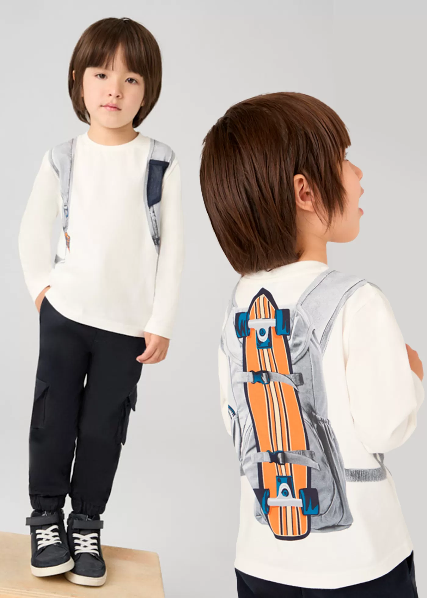 Mayoral Boy Backpack Print T-Shirt Cream-Carrot Online