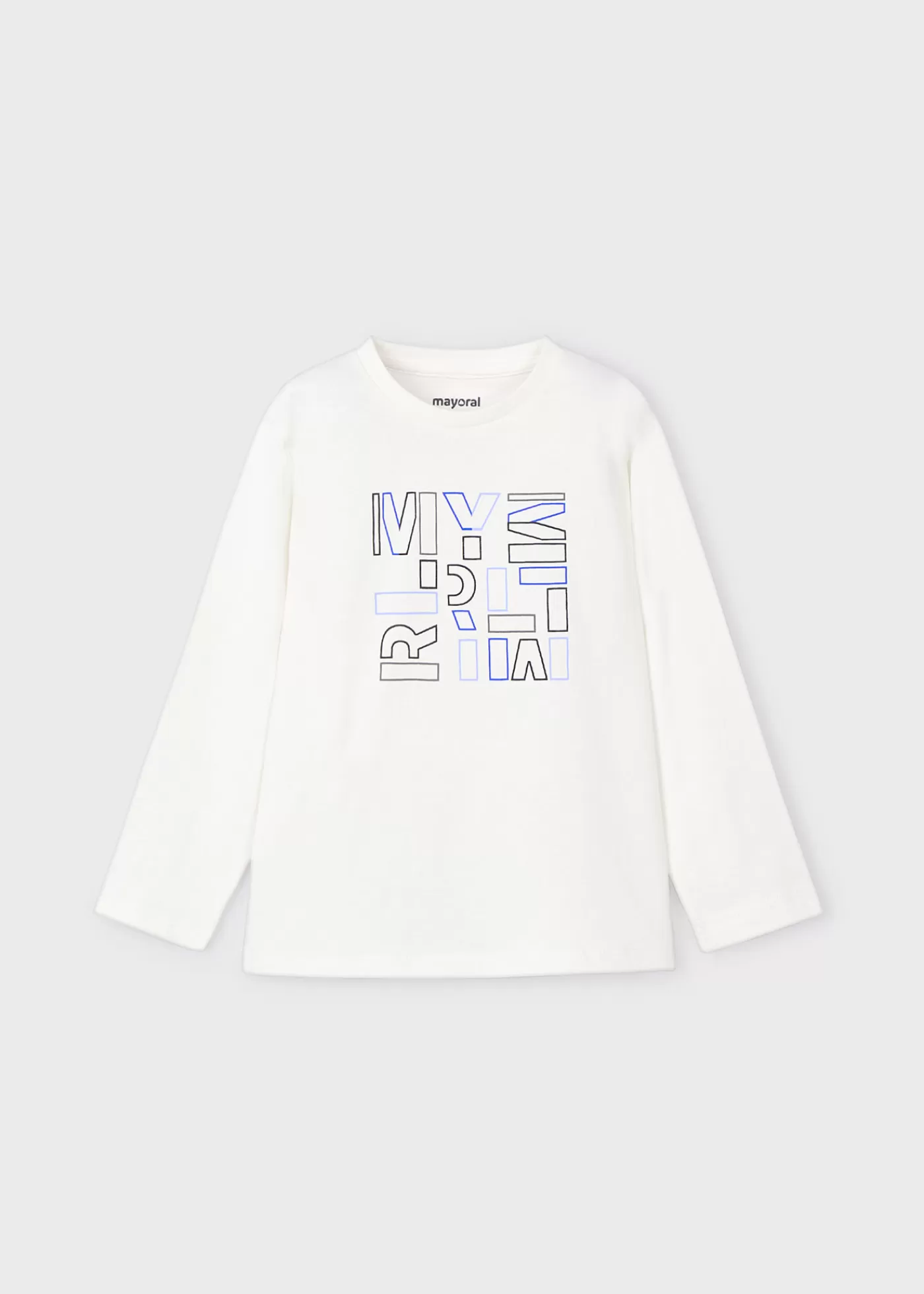 Mayoral Boy Basic Lettering T-Shirt Cream Best Sale