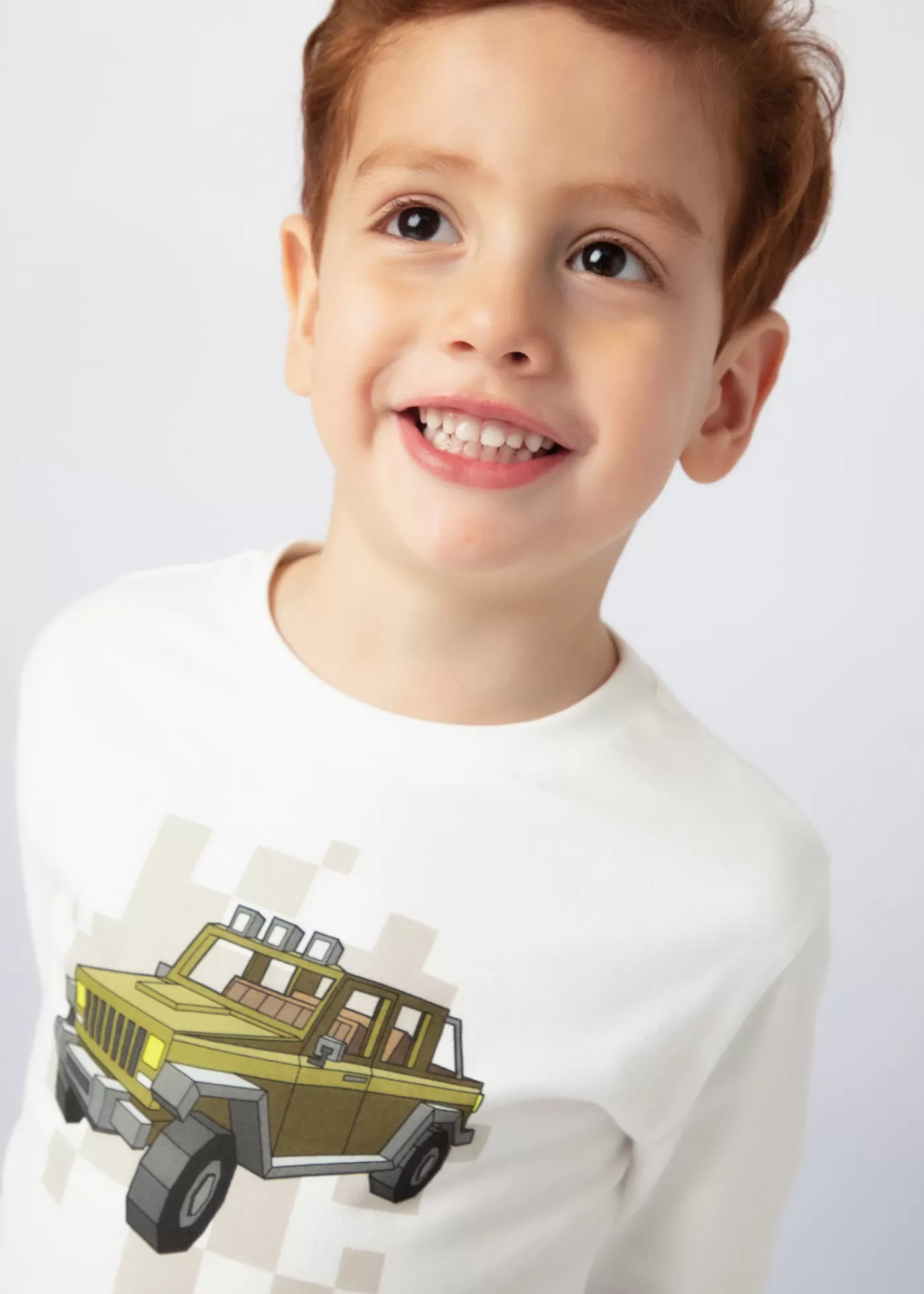 Mayoral Boy Car T-shirt Cream-Moss Best Sale