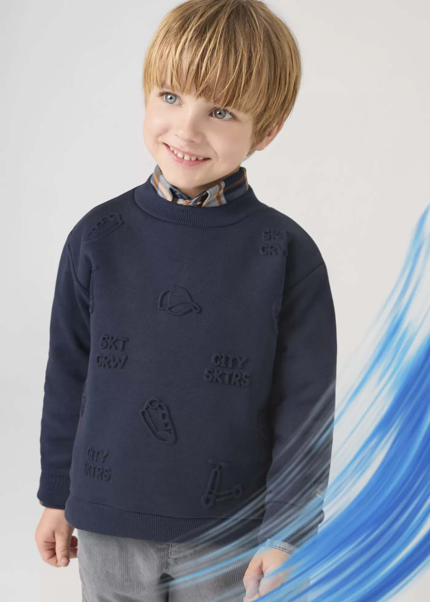 Mayoral Boy Embossed Sweatshirt Navyblue Discount