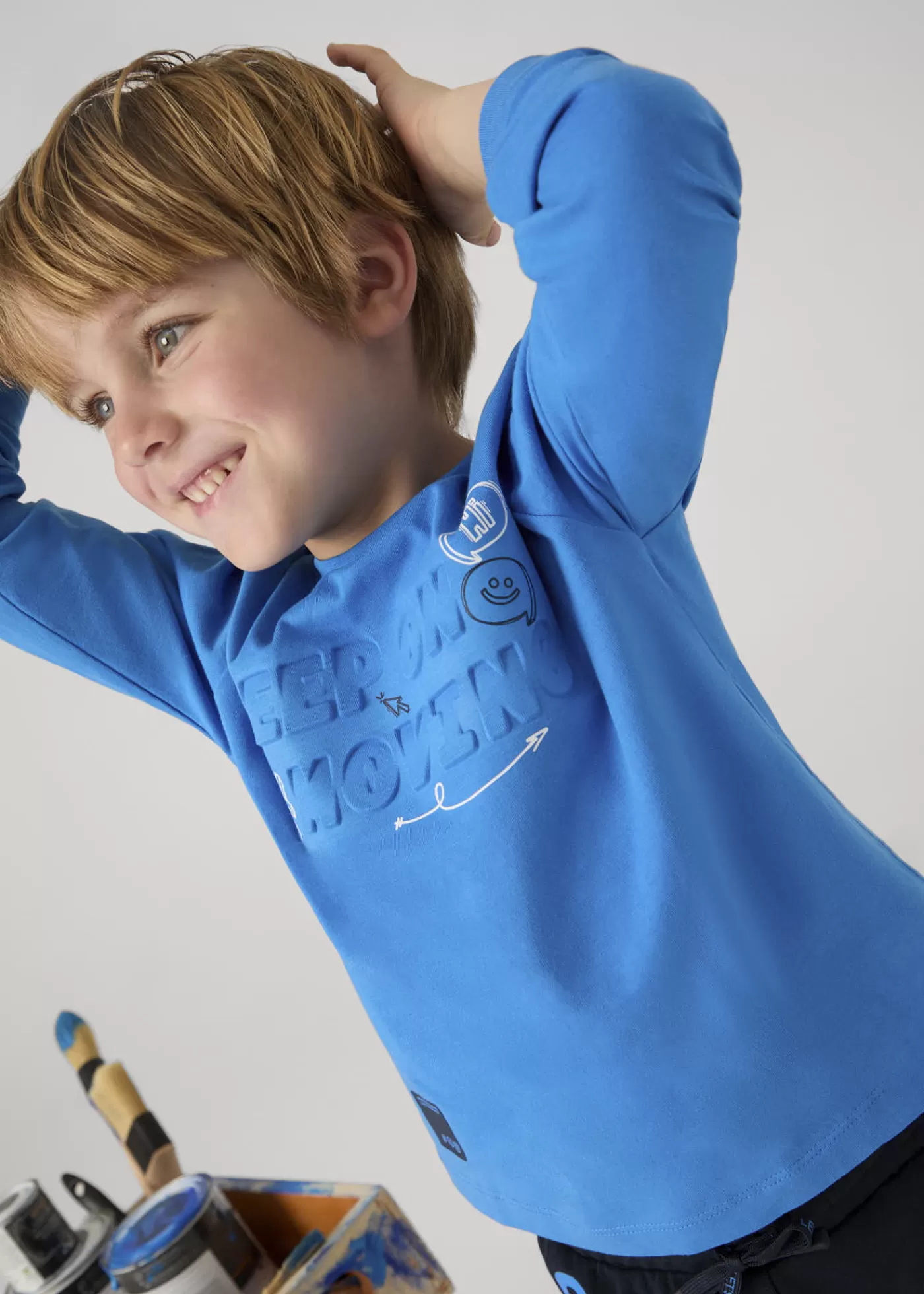 Mayoral Boy Embossed T-shirt Cerulean Outlet