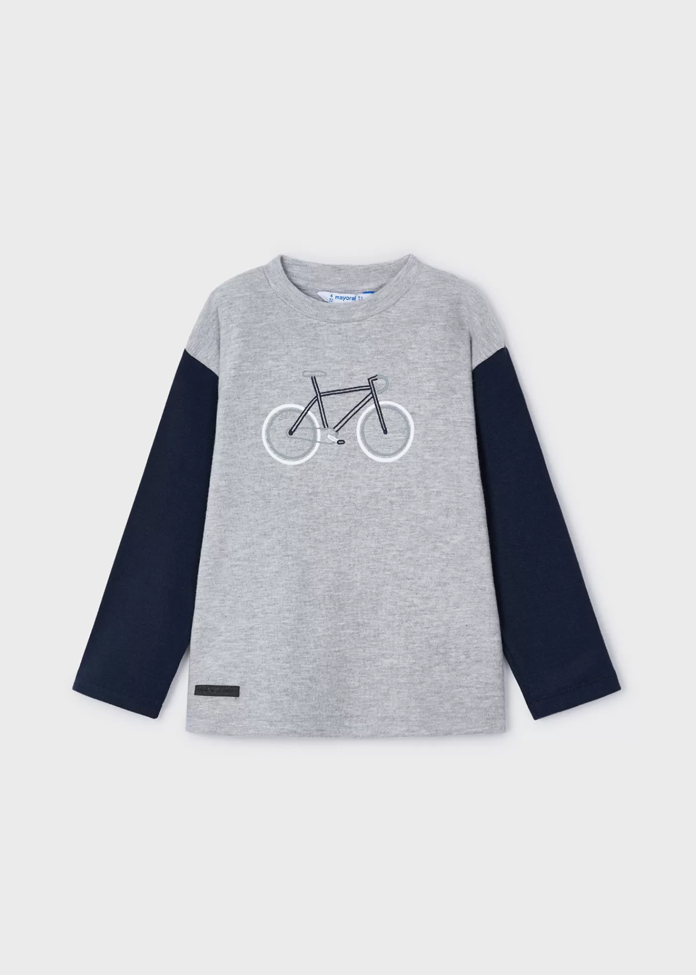 Mayoral Boy Embroidered Bicycle T-Shirt Ashheather Flash Sale