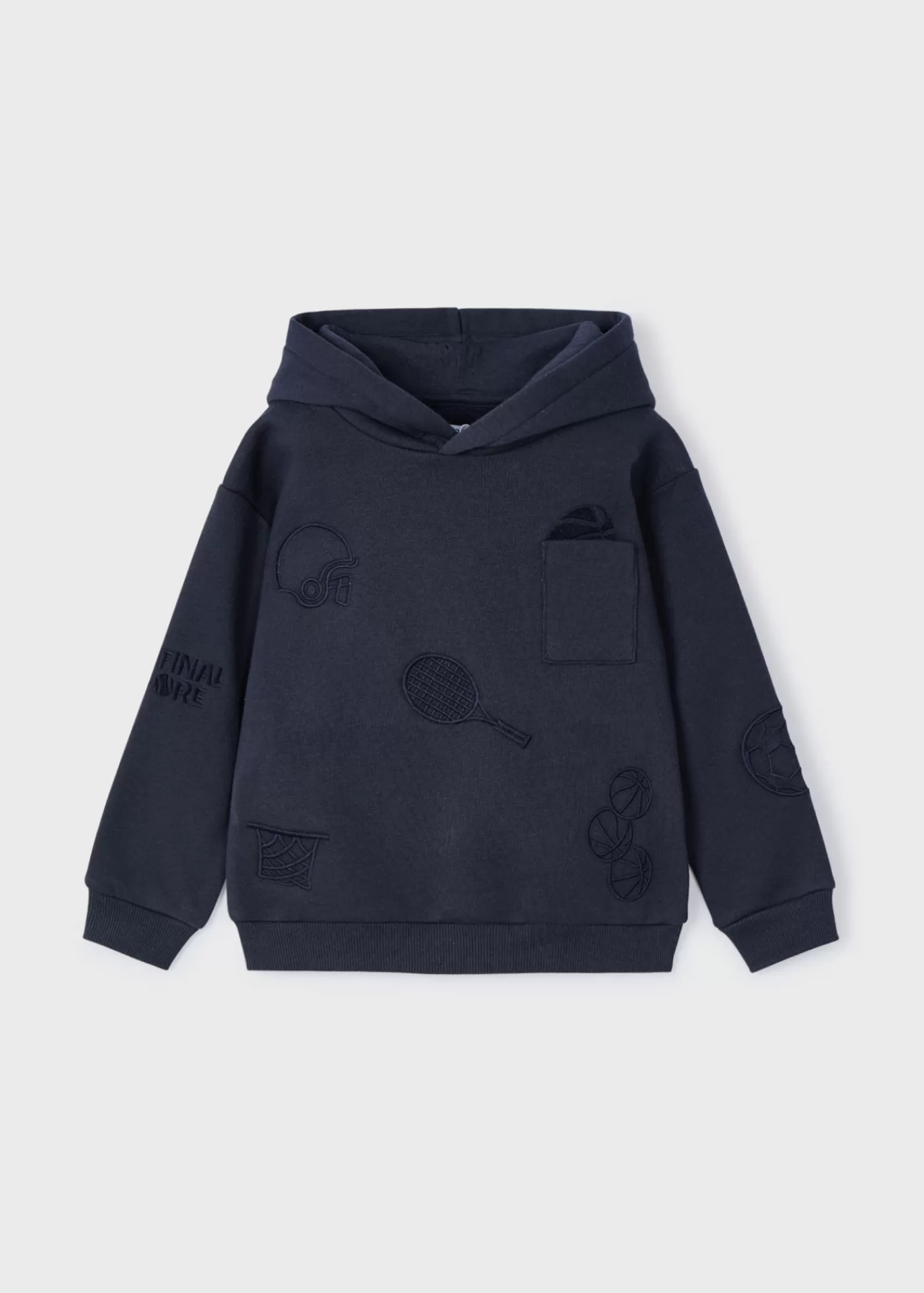 Mayoral Boy Embroidered Hoodie Navyblue Hot