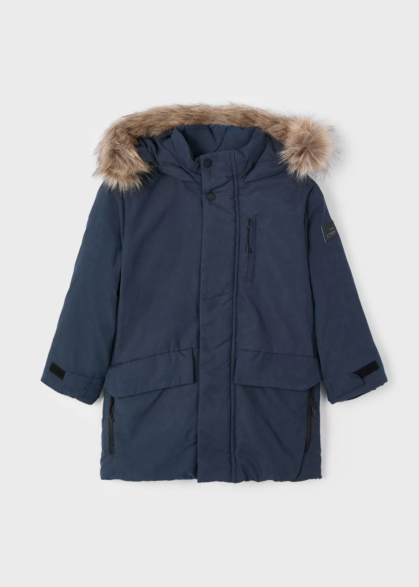 Mayoral Boy Faux Fur Hood Parka Navy Sale