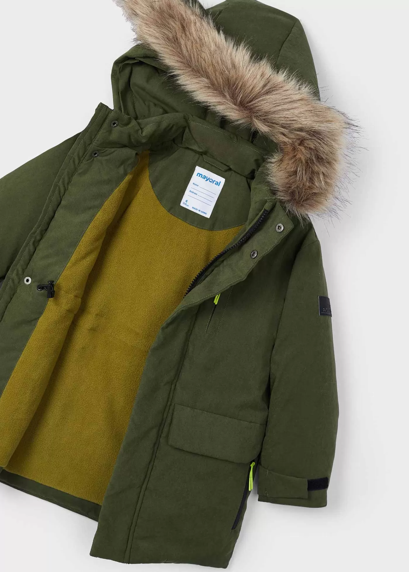 Mayoral Boy Faux Fur Hood Parka Moss Online