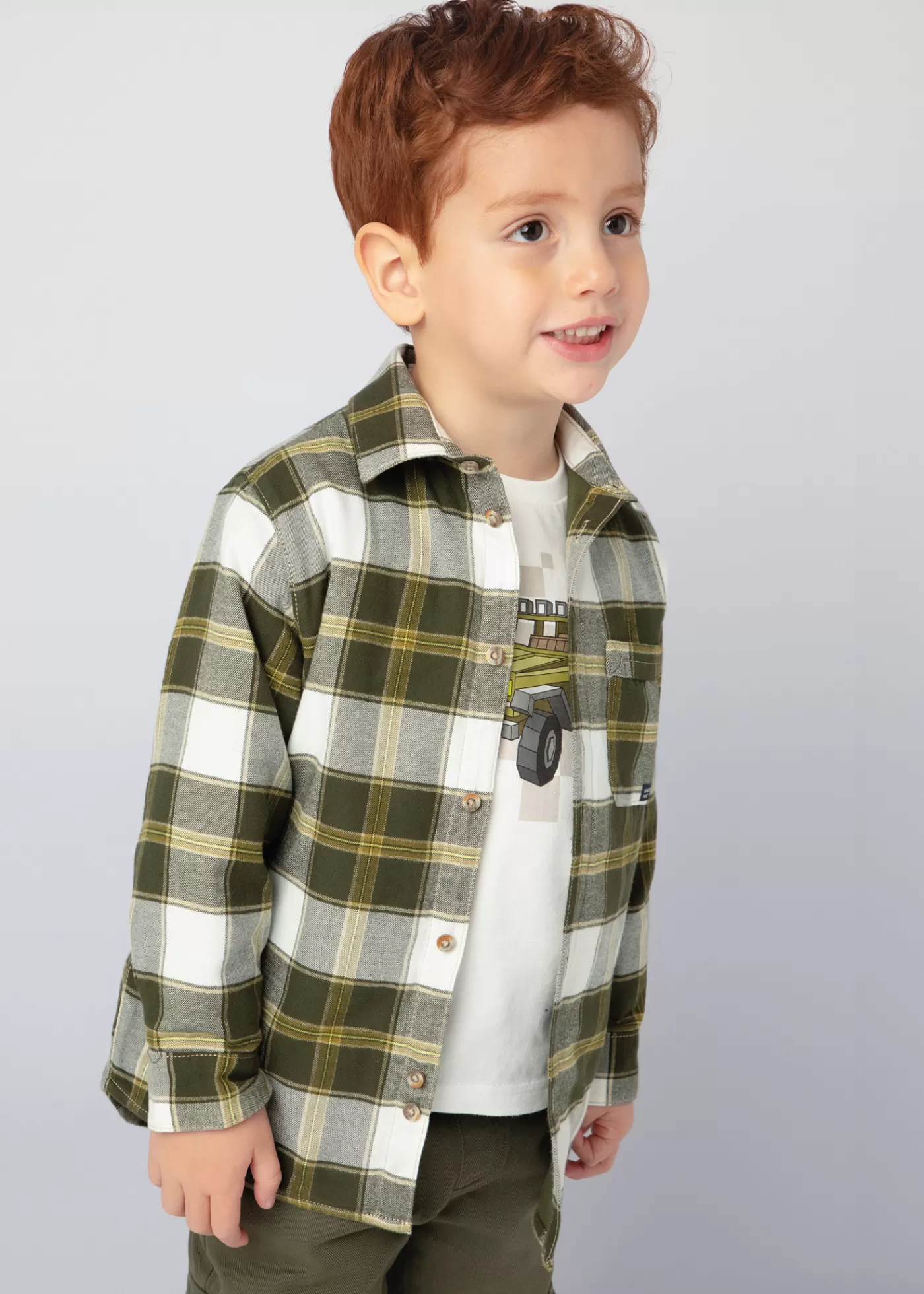 Mayoral Boy Plaid Overshirt Moss Shop