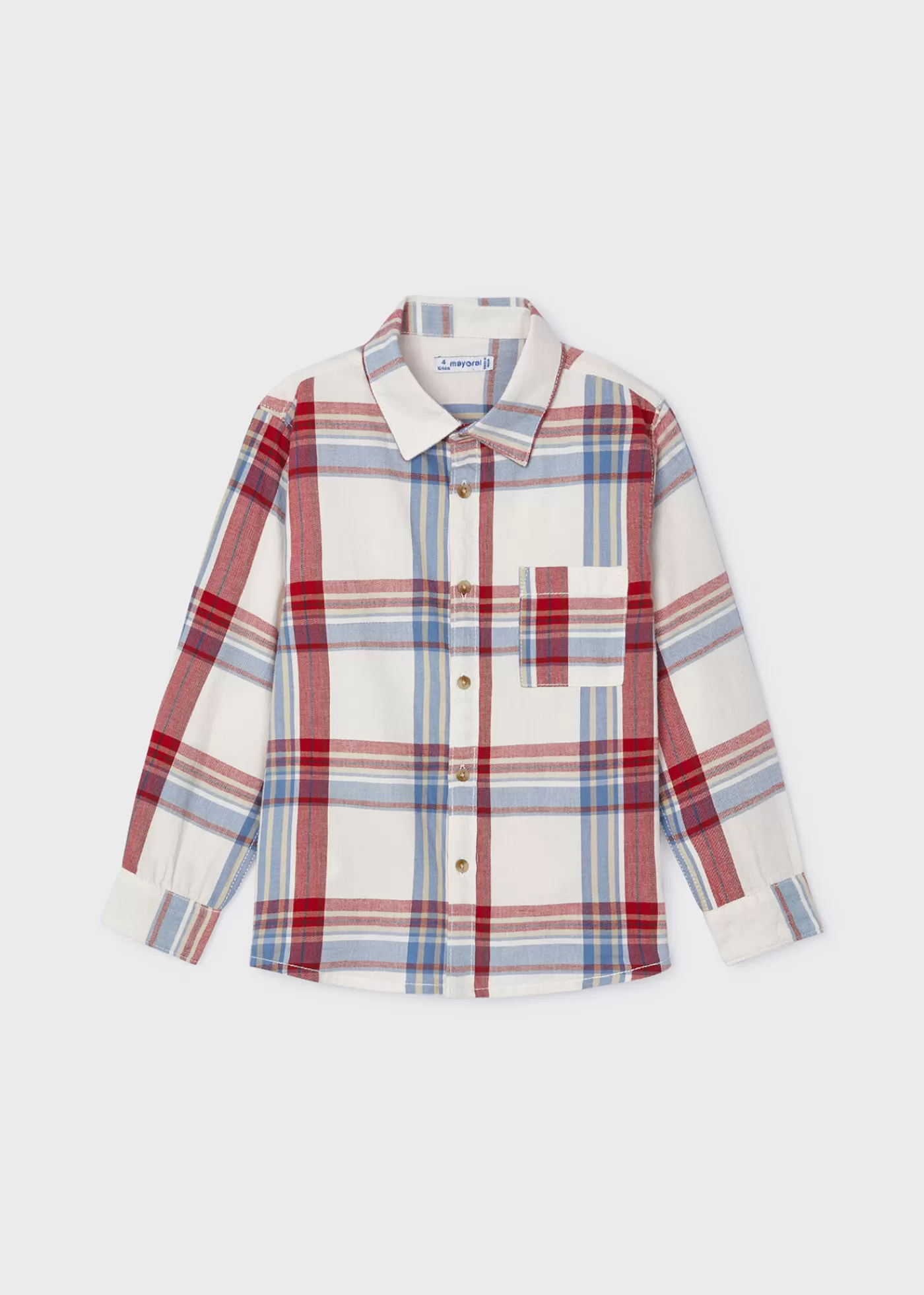 Mayoral Boy Plaid Shirt Wine Cheap