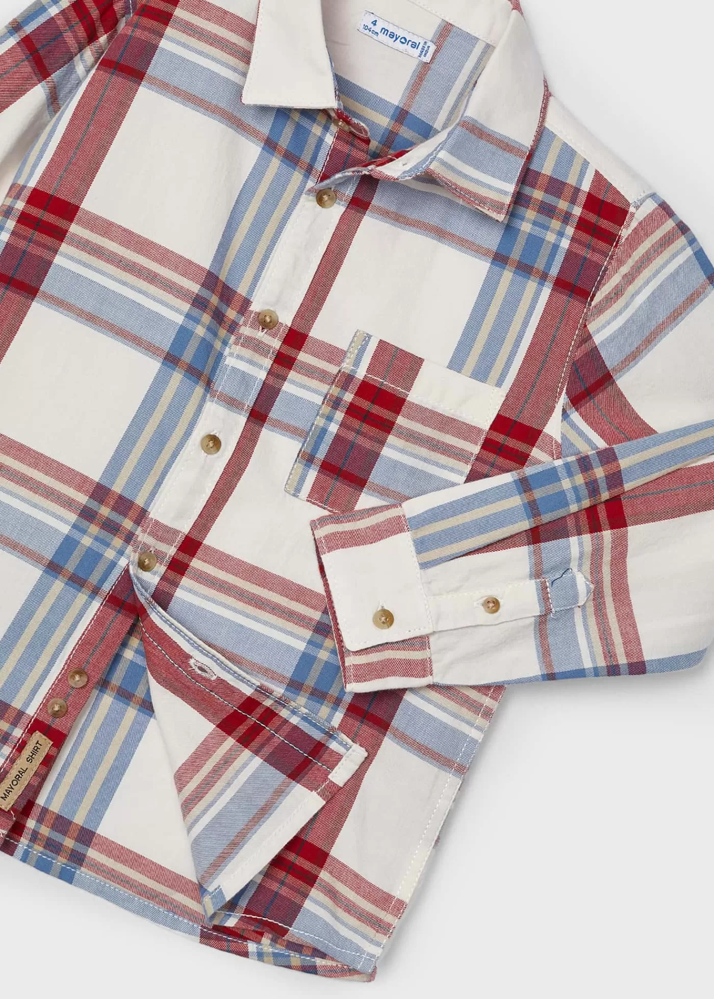 Mayoral Boy Plaid Shirt Wine Cheap