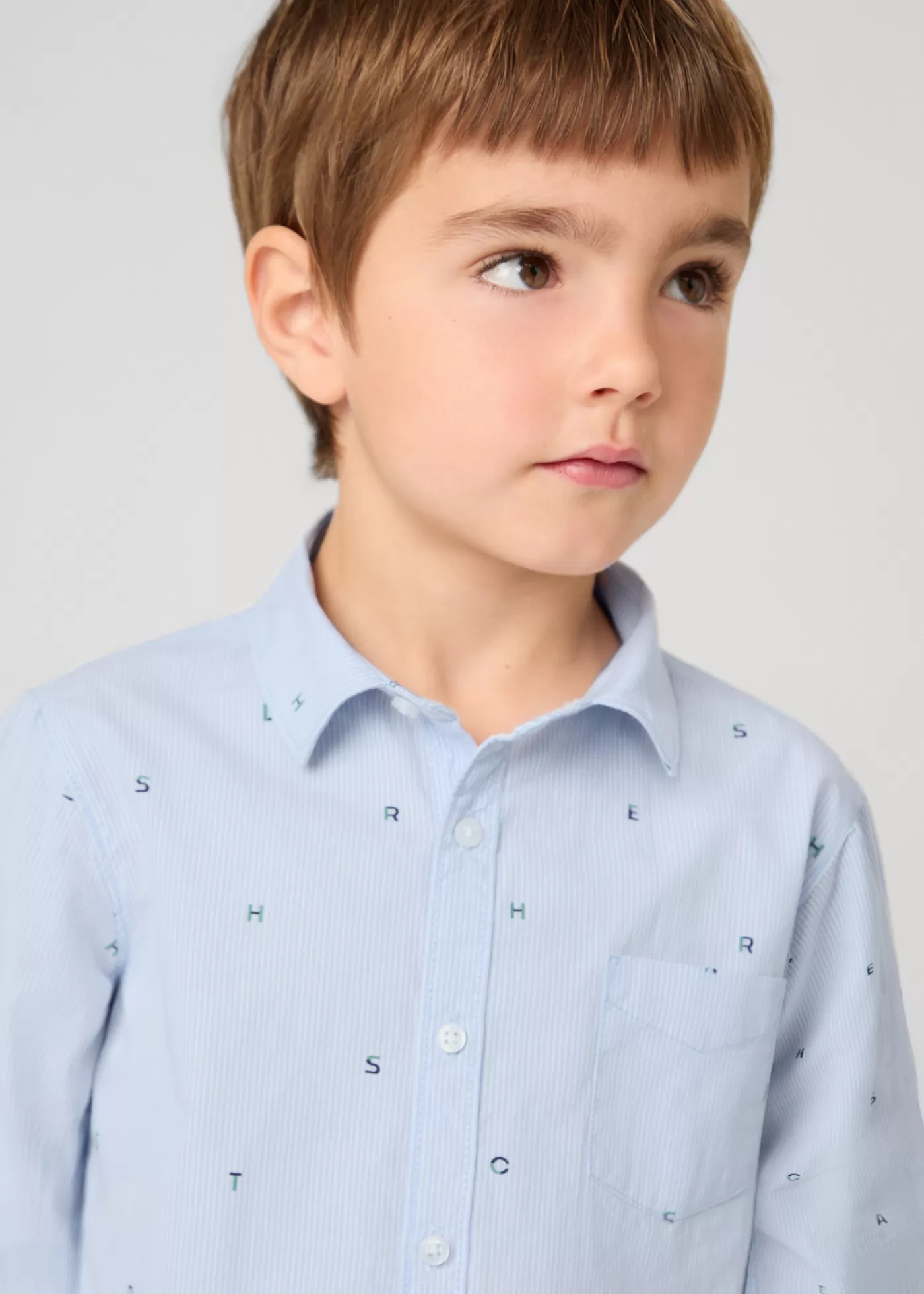 Mayoral Boy Print Shirt Skyblue Fashion