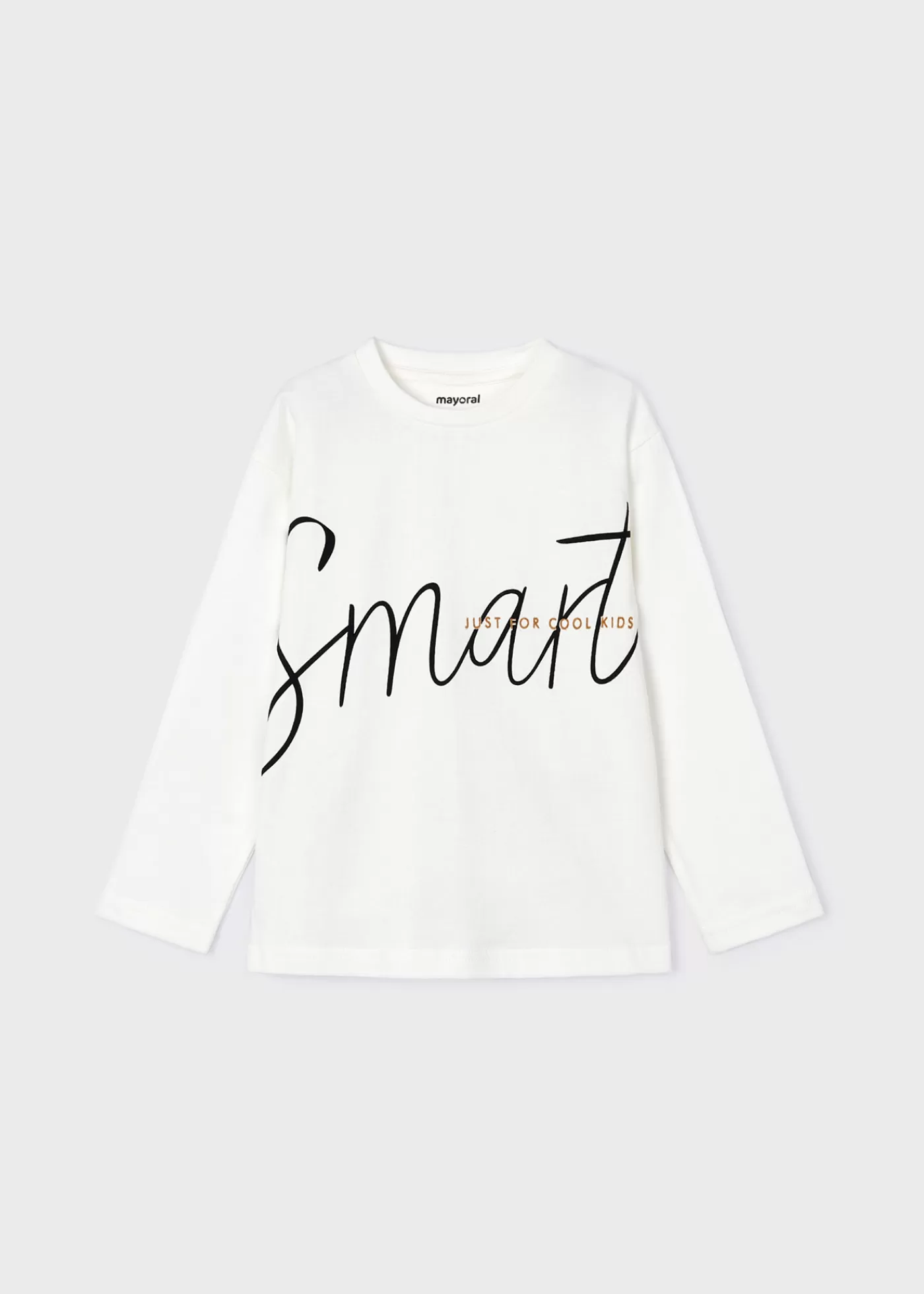 Mayoral Boy Printed Text T-Shirt Cream Fashion