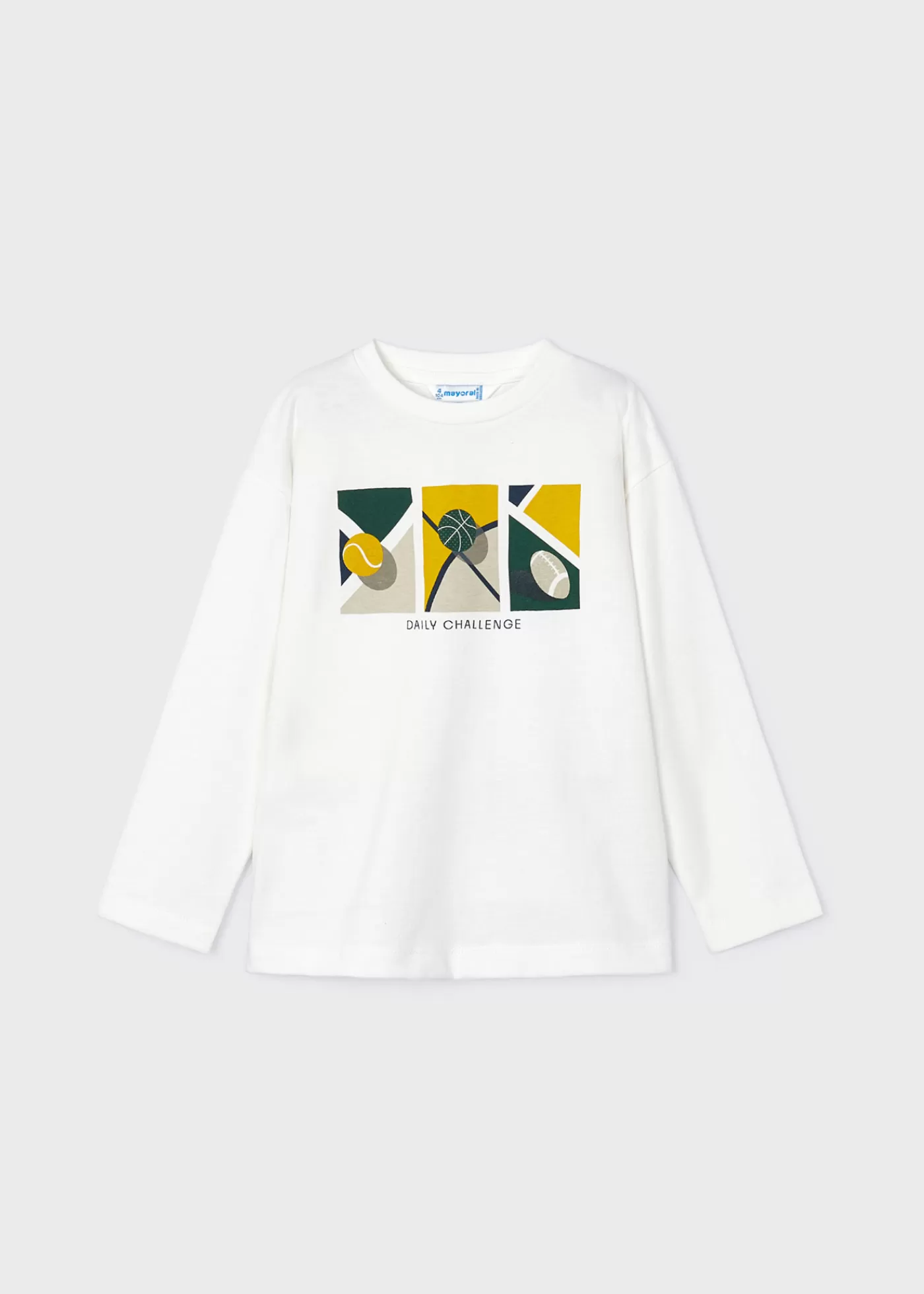 Mayoral Boy Sports Print T-Shirt Cream-Pollen Sale