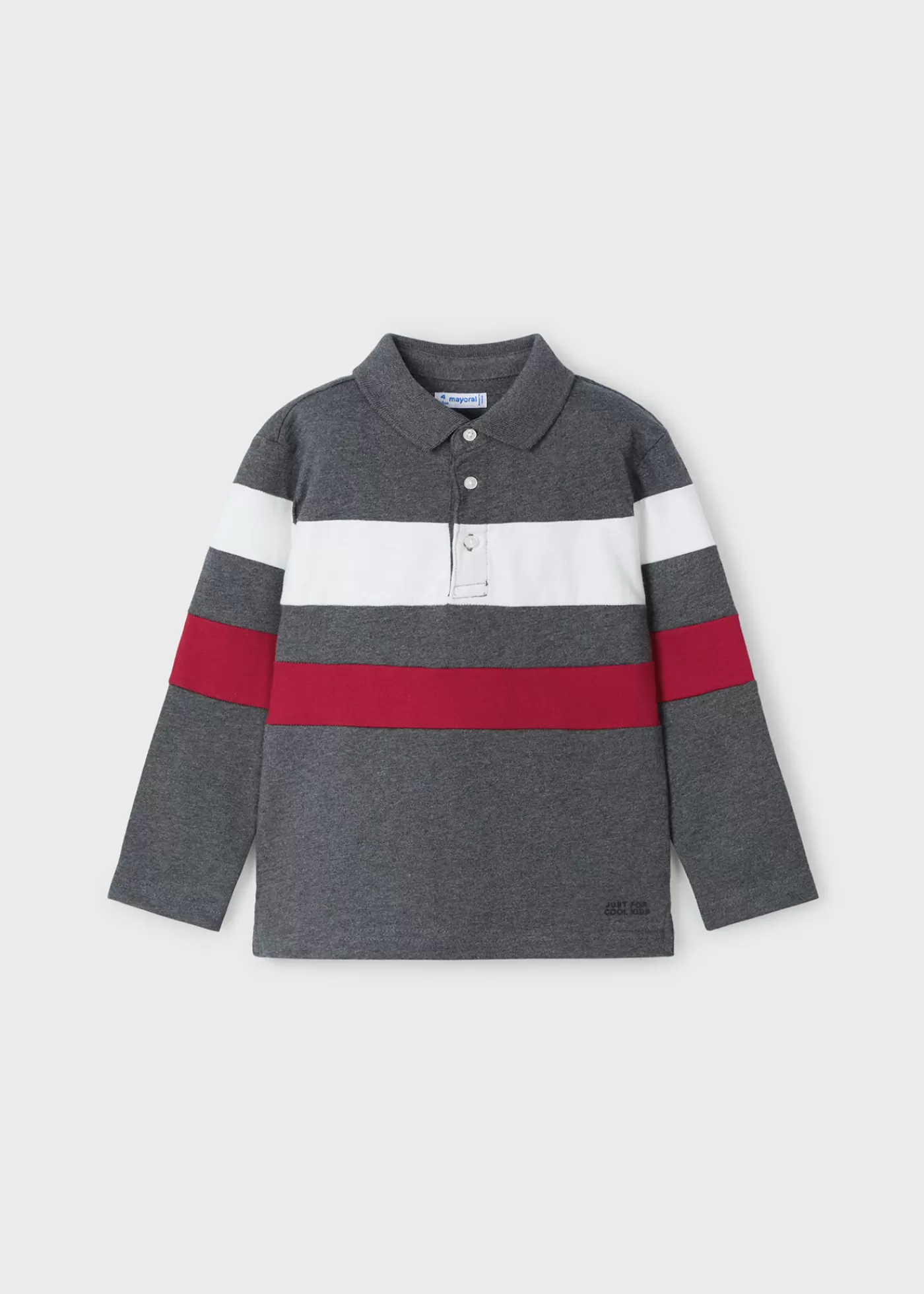 Mayoral Boy Striped Polo Shirt Pencilgreyheather New