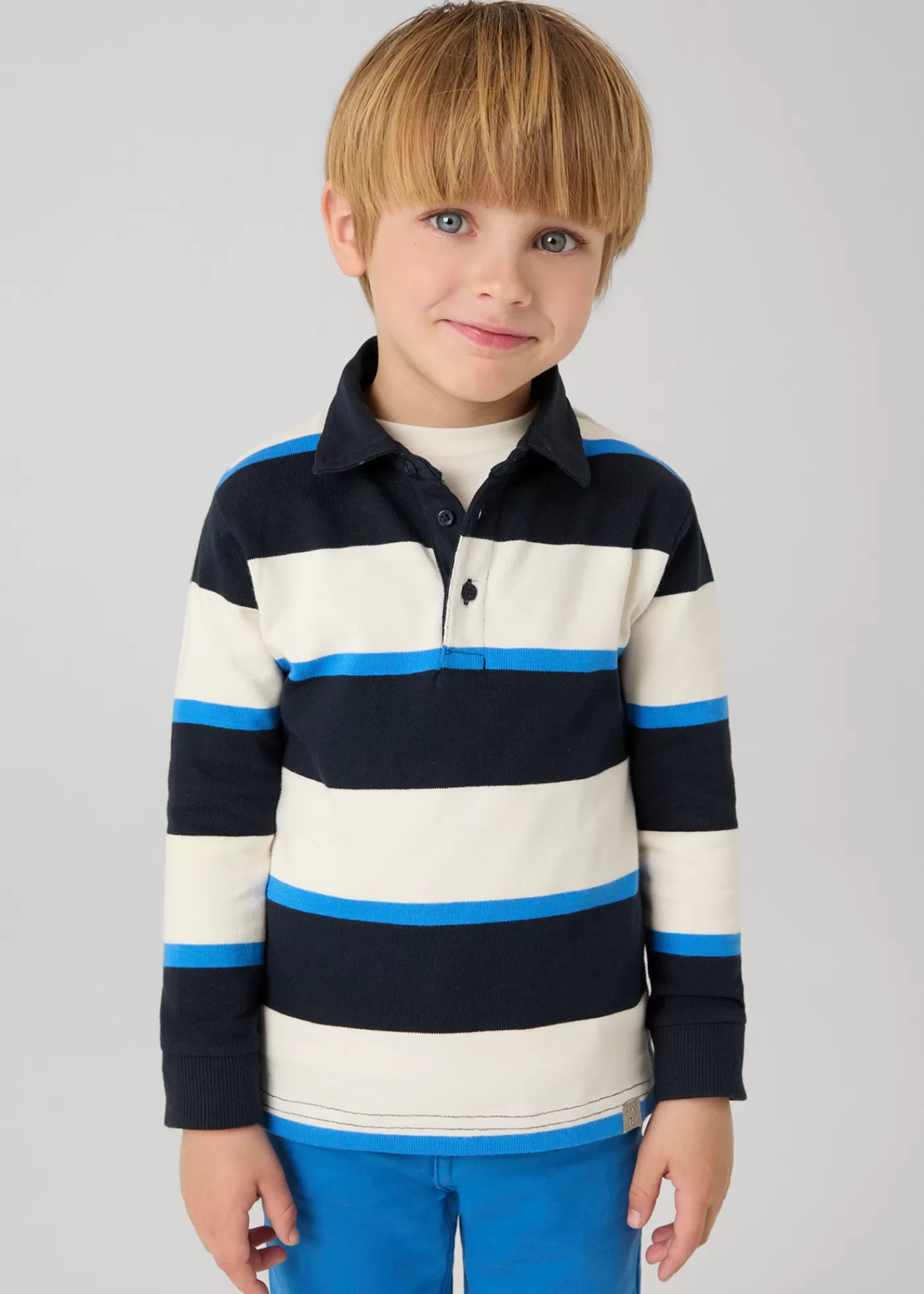 Mayoral Boy Striped Polo Shirt Navy Hot