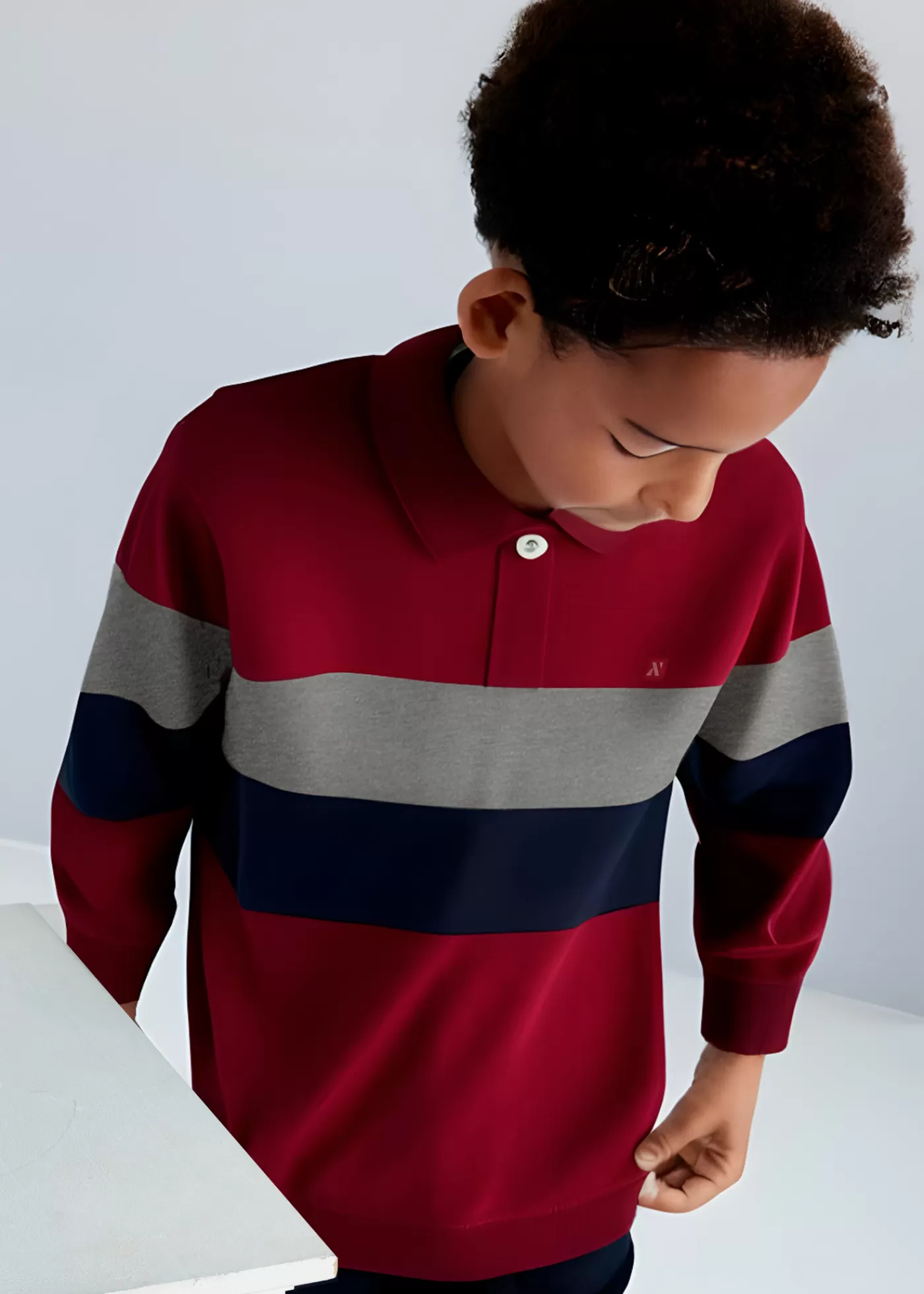 Mayoral Boy Striped Polo Shirt Wine Best Sale