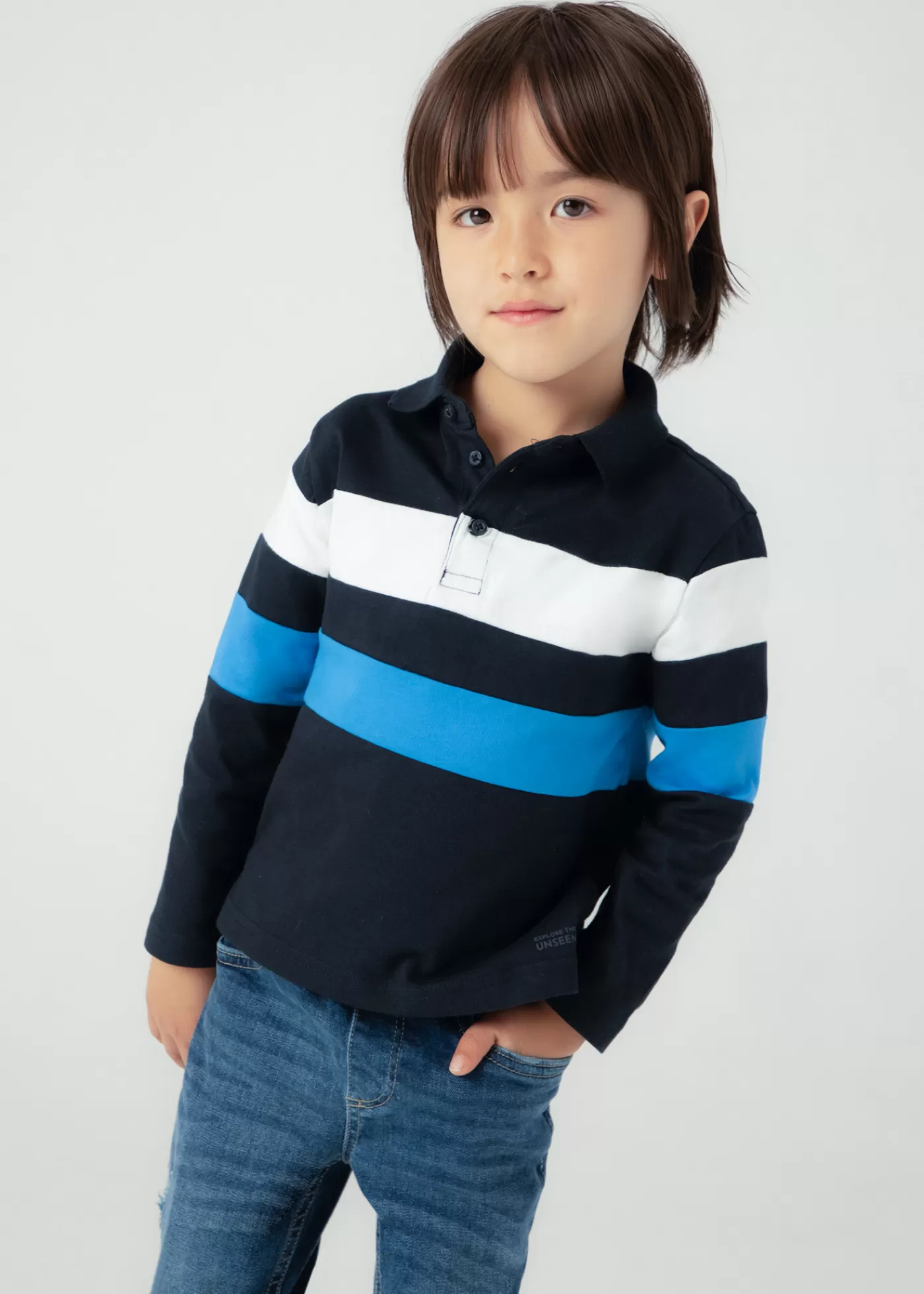 Mayoral Boy Striped Polo Shirt Navy Hot