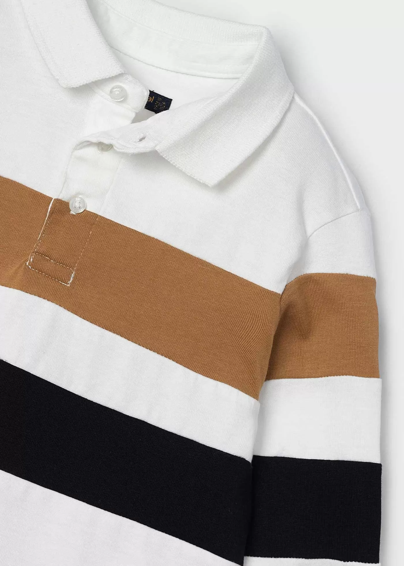 Mayoral Boy Striped Polo Shirt Cream Hot