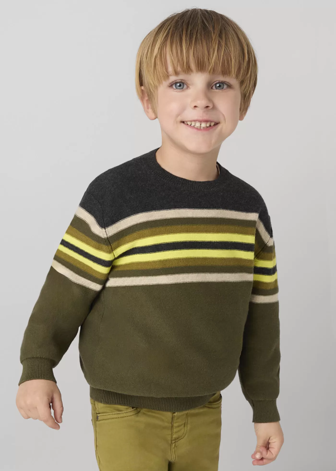 Mayoral Boy Striped Sweater Moss Clearance