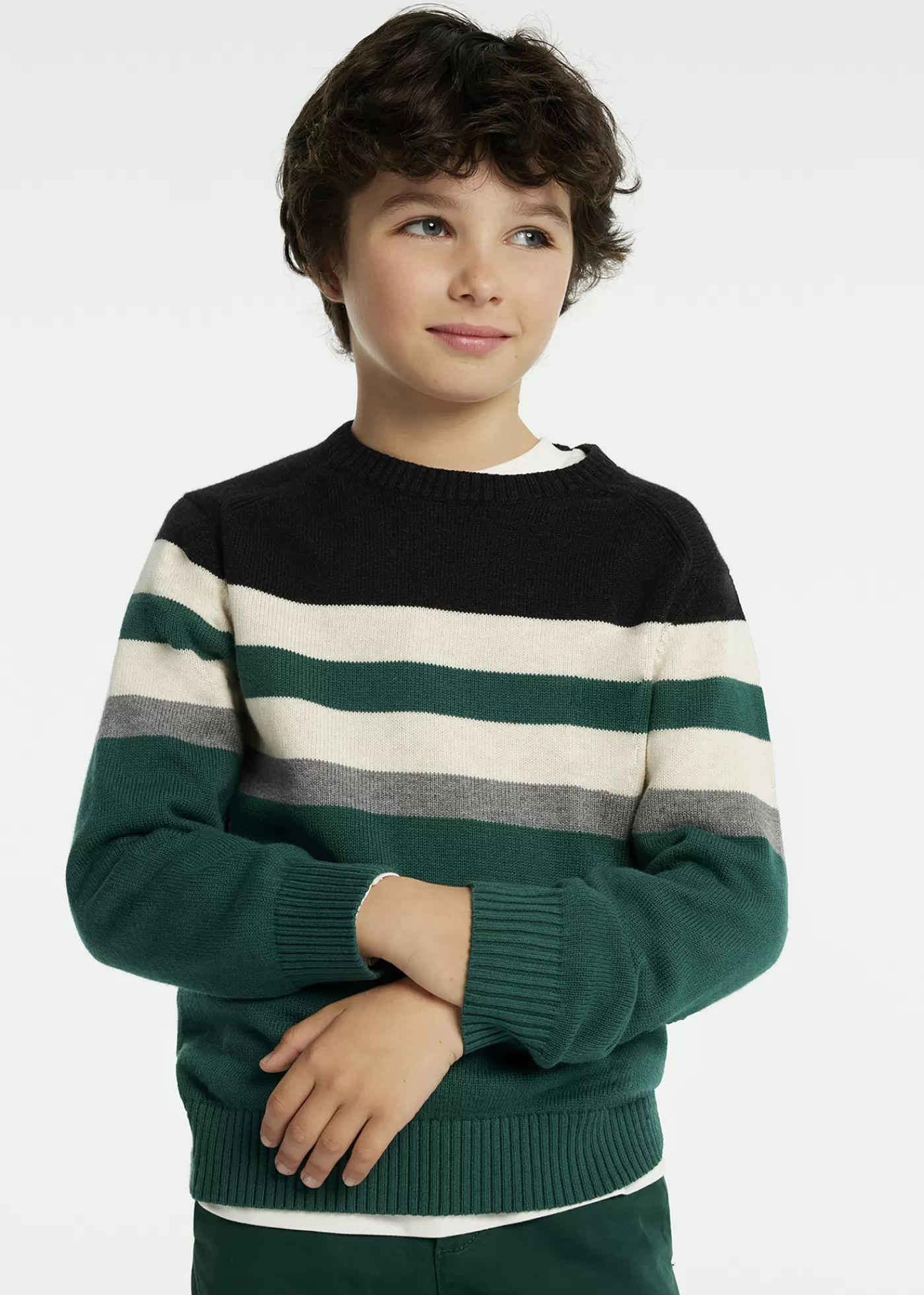 Mayoral Boy Striped Sweater Evergreen Cheap